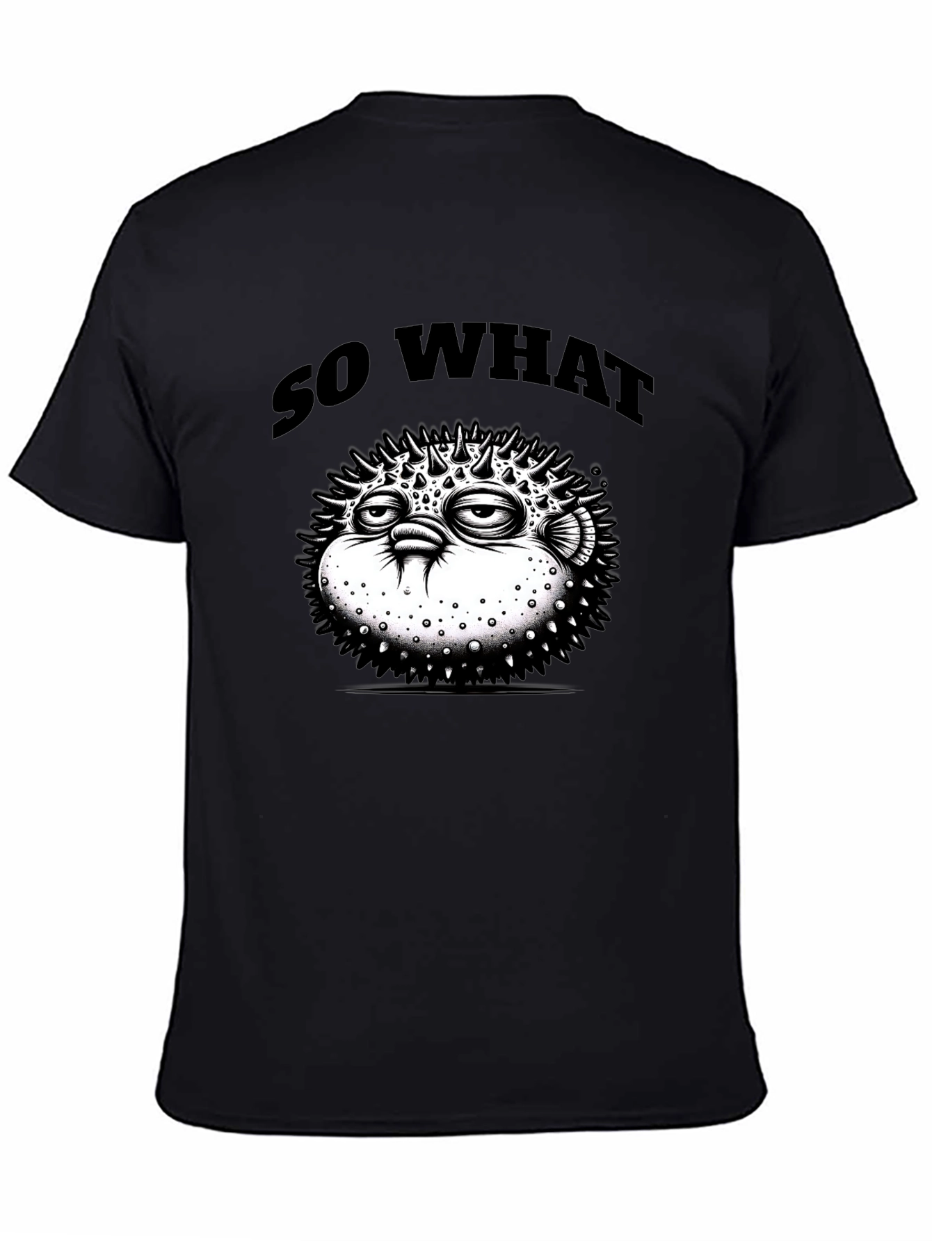 So What Pufferfish Graphic Black T-Shirt