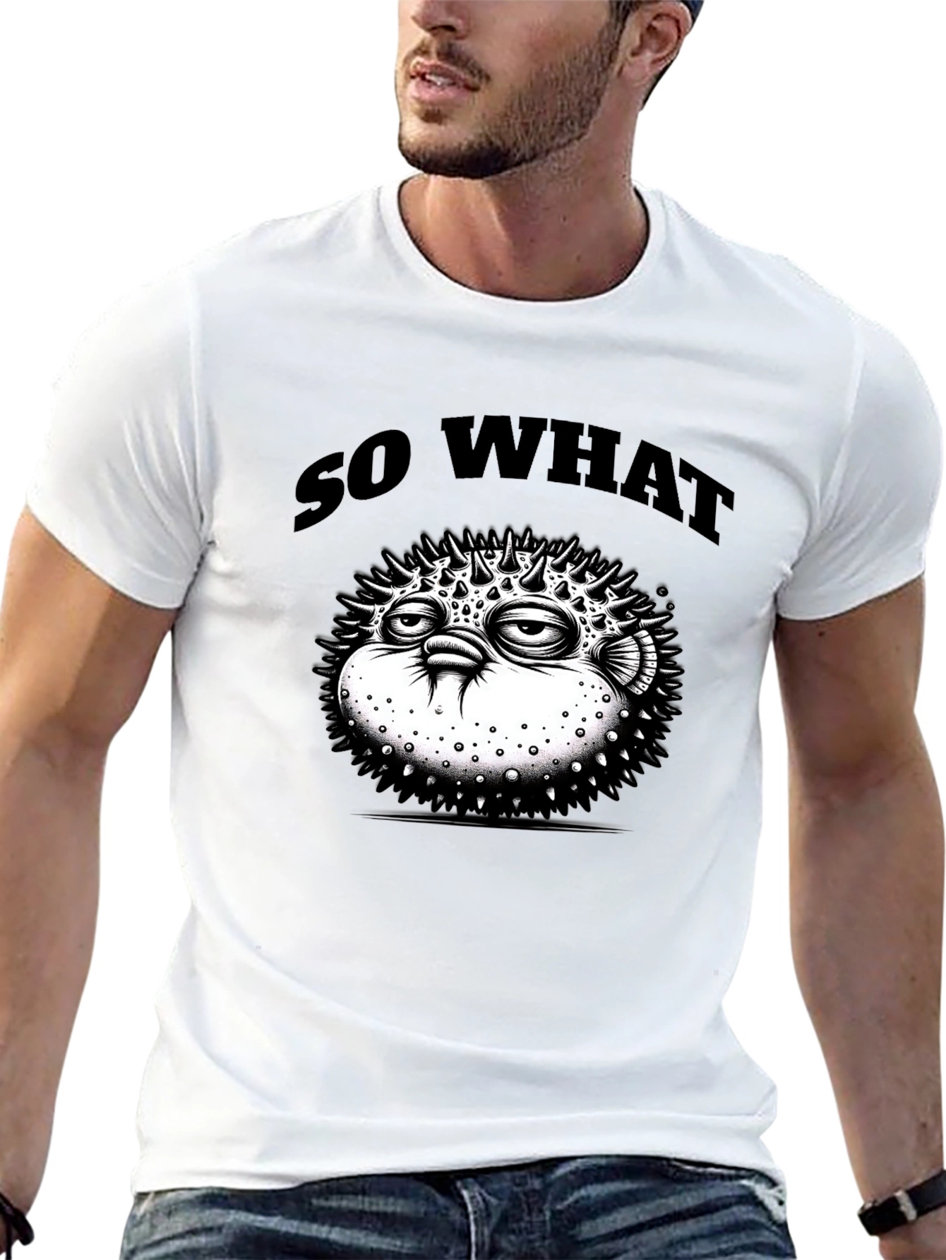 So What Pufferfish Graphic Black T-Shirt