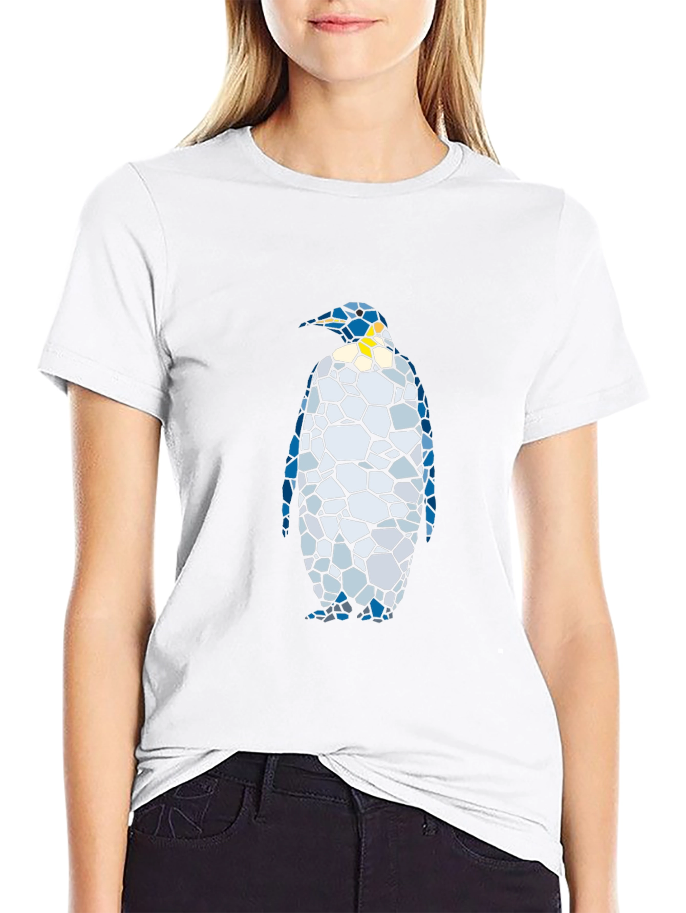 Abstract Penguin Graphic Tee - Black