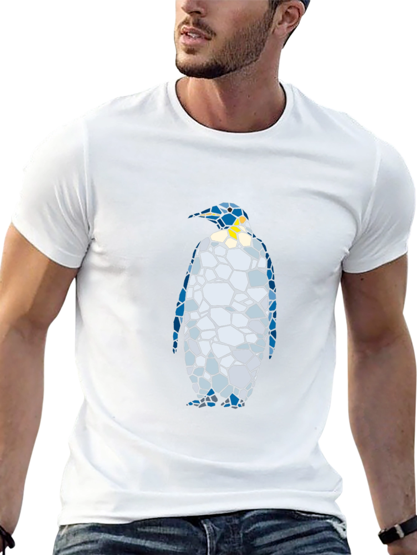 Abstract Penguin Graphic Tee - Black