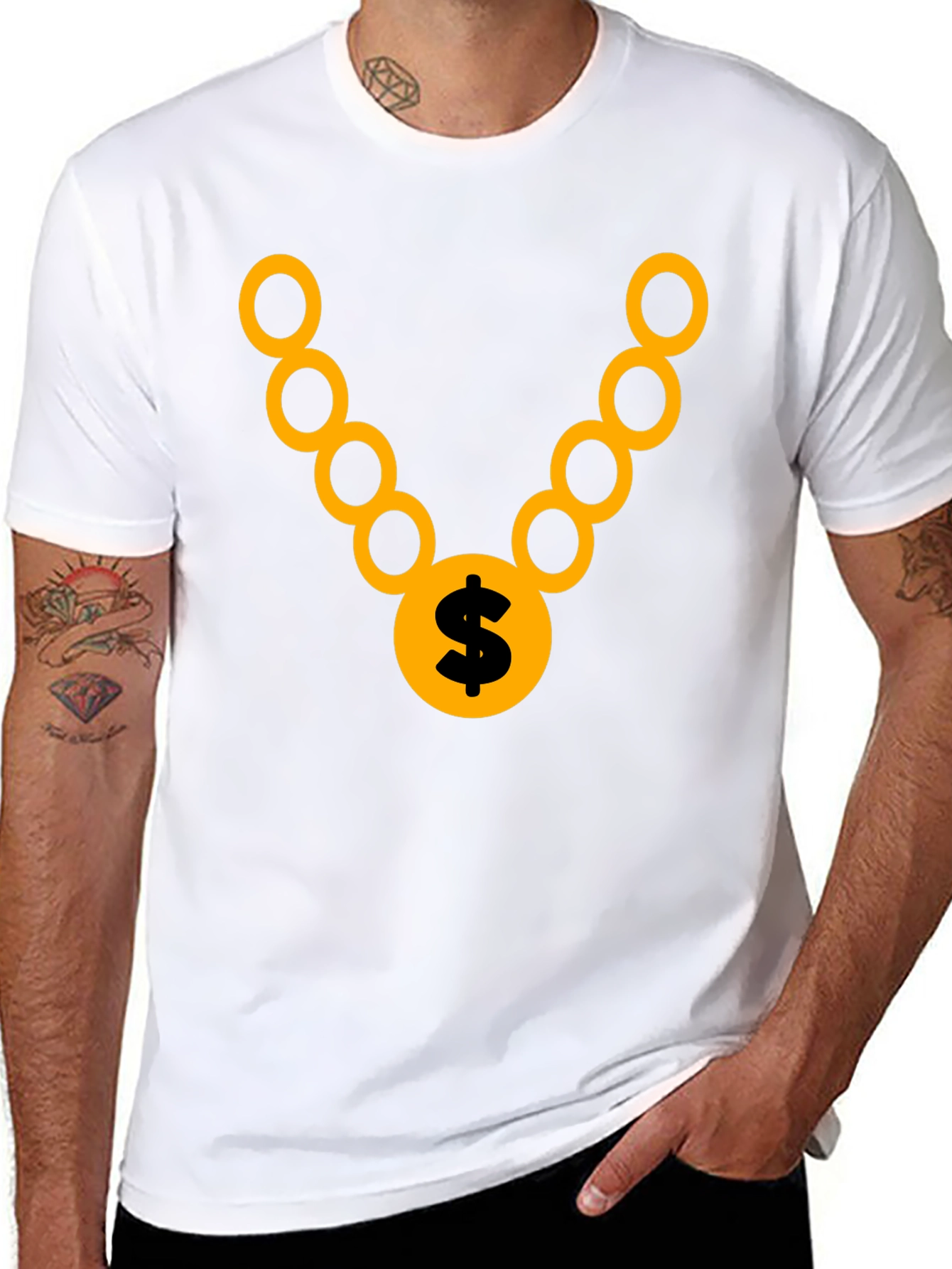 Gold Chain Graphic Tee - Stylish Black T-Shirt