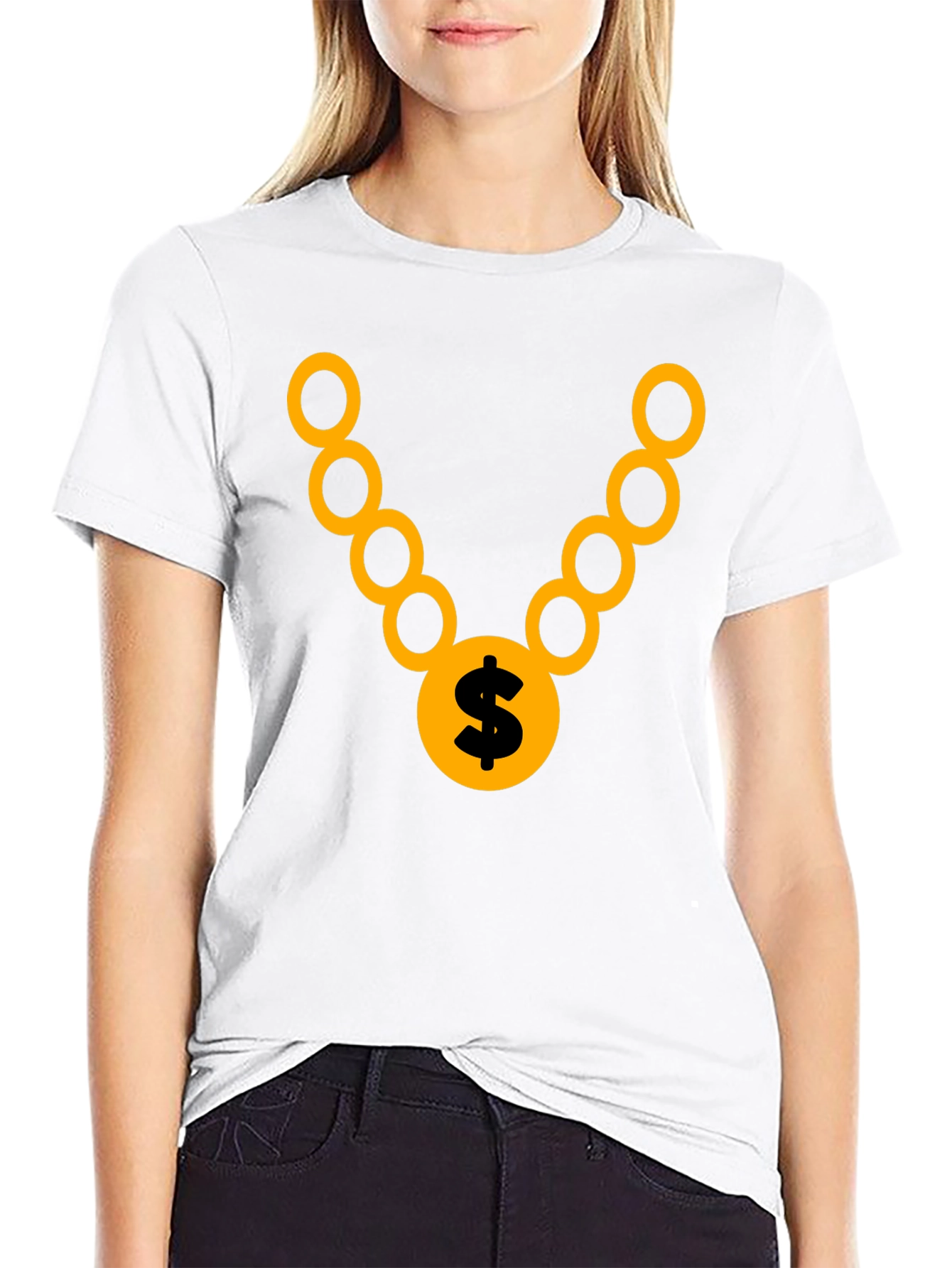 Gold Chain Graphic Tee - Stylish Black T-Shirt