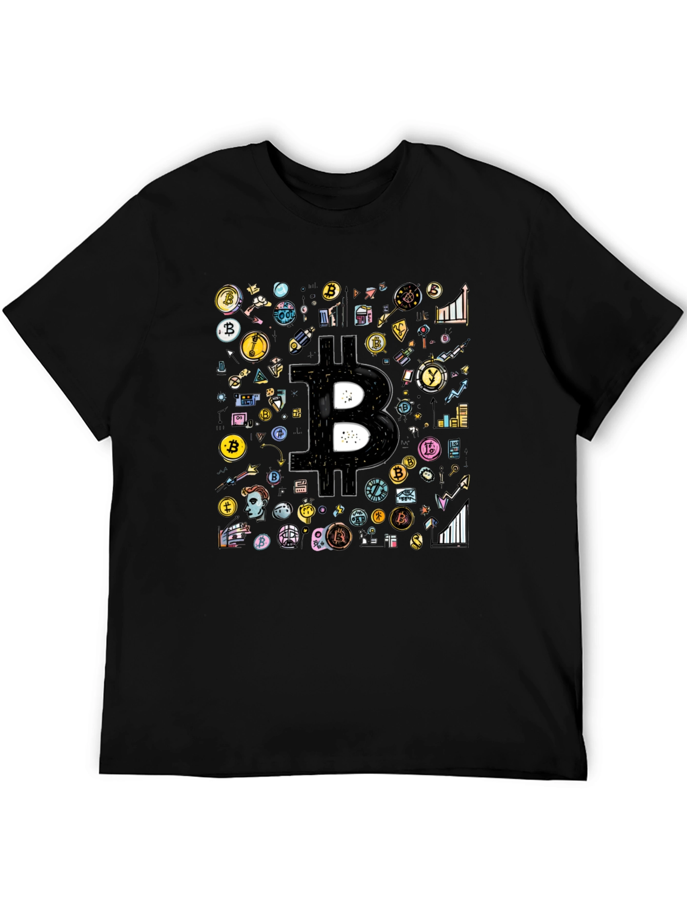 Bitcoin Crypto Black T-Shirt Cool Design