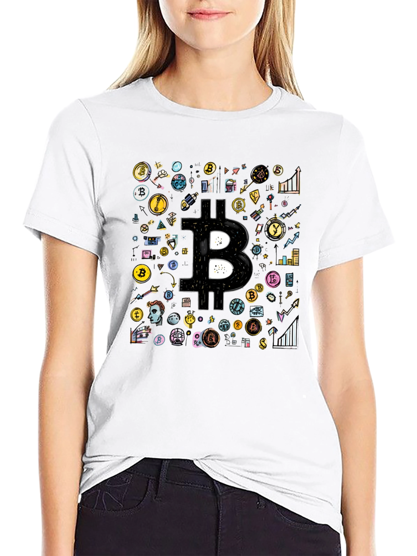 Bitcoin Crypto Black T-Shirt Cool Design