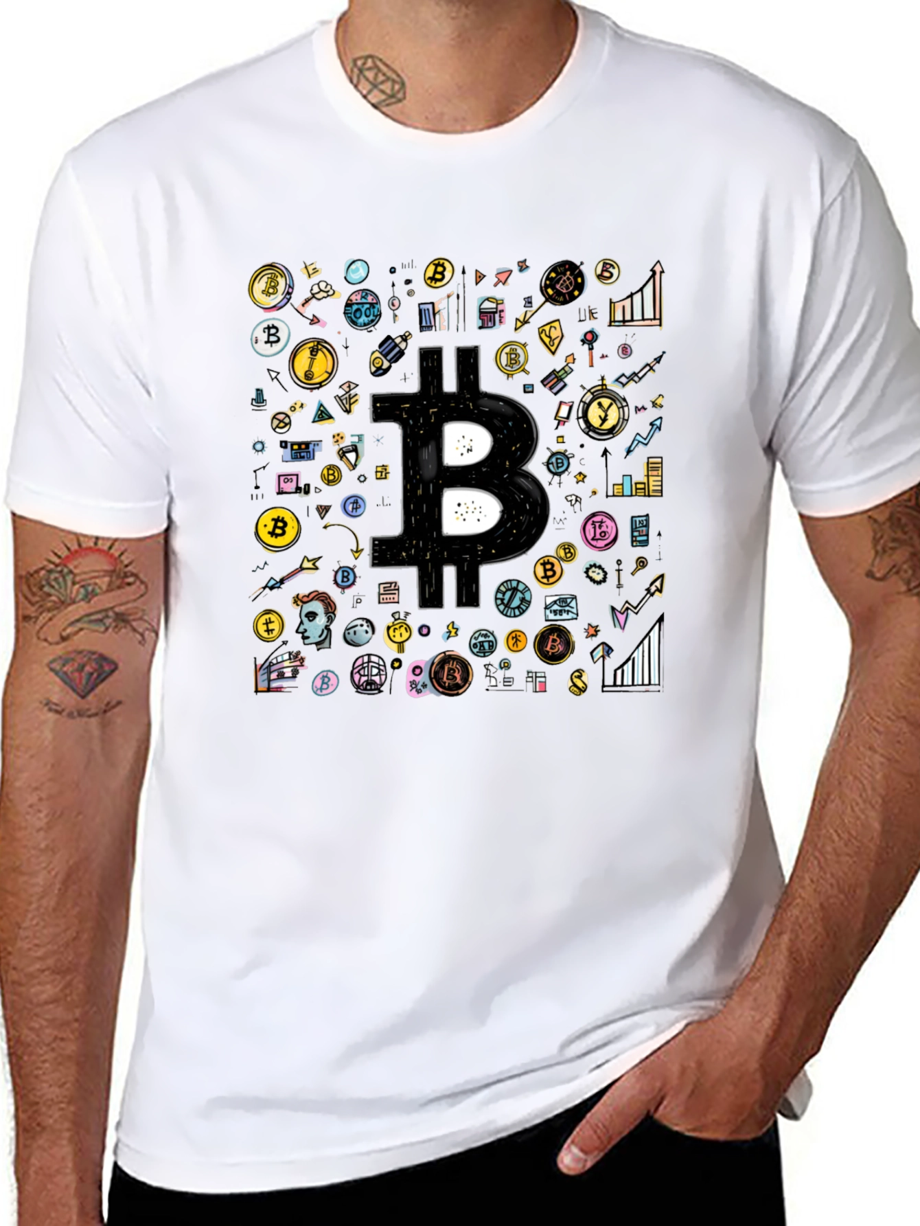 Bitcoin Crypto Black T-Shirt Cool Design