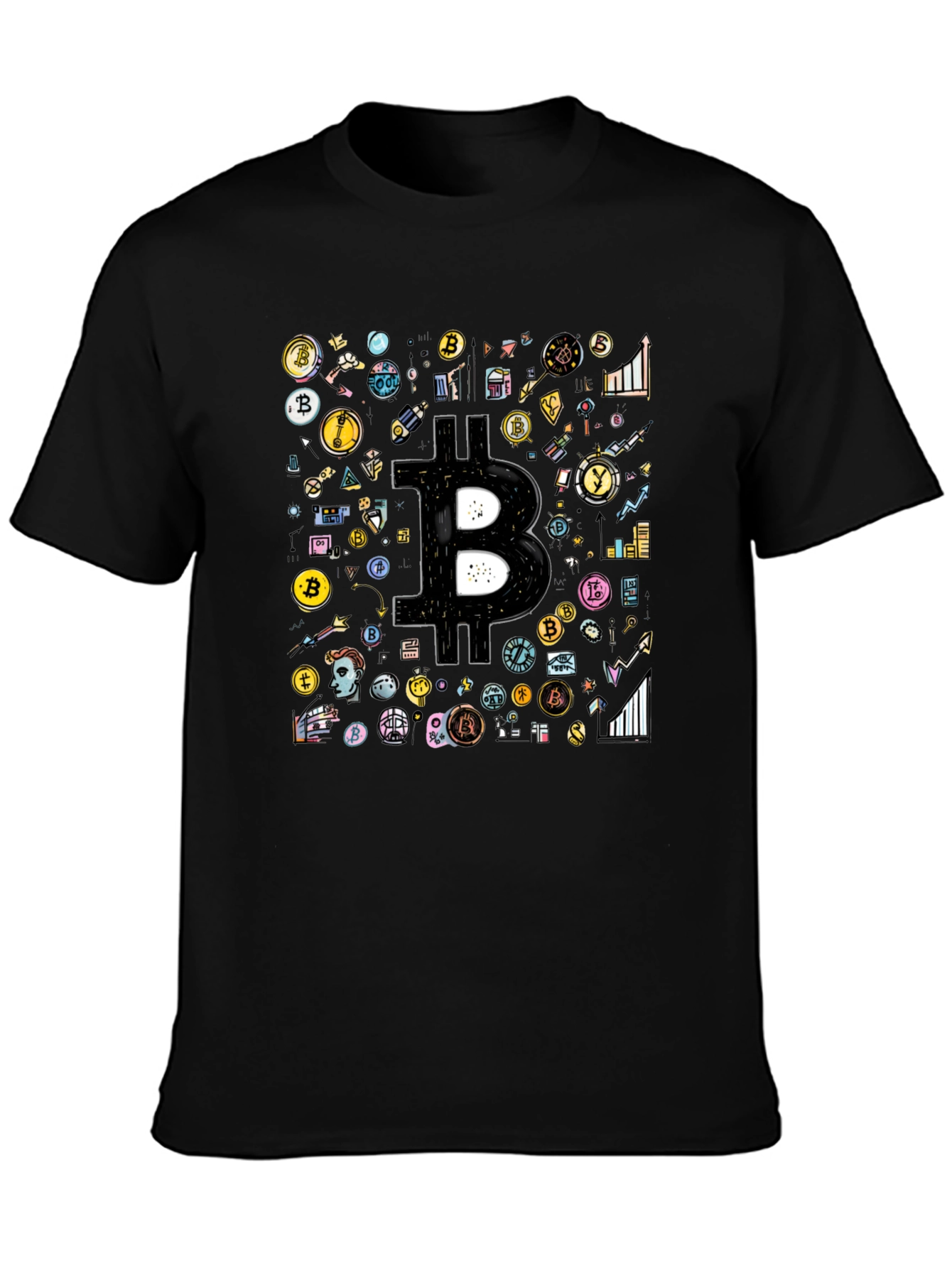 Bitcoin Crypto Black T-Shirt Cool Design