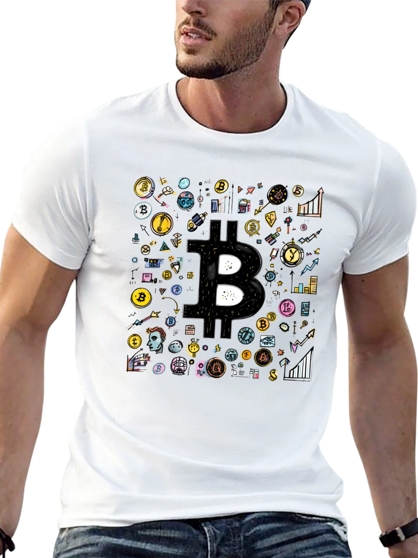 Bitcoin Crypto Black T-Shirt Cool Design