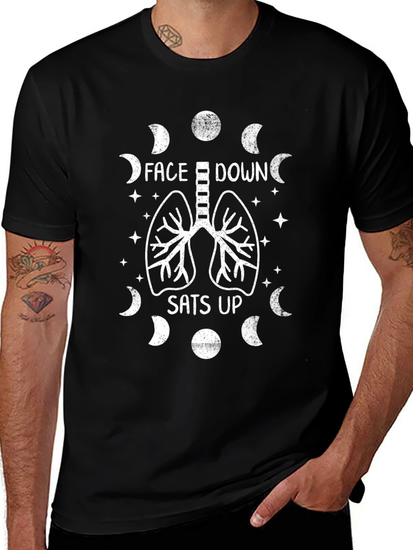 Face Down Sats Up T-Shirt - Lung Design