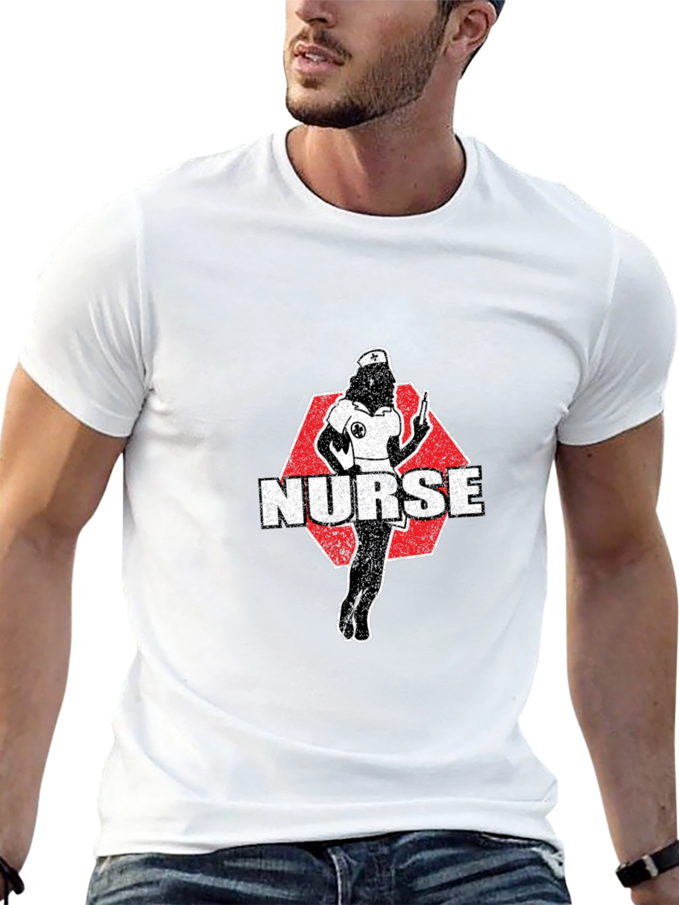 Nurse Retro Graphic T-Shirt - Black Cotton