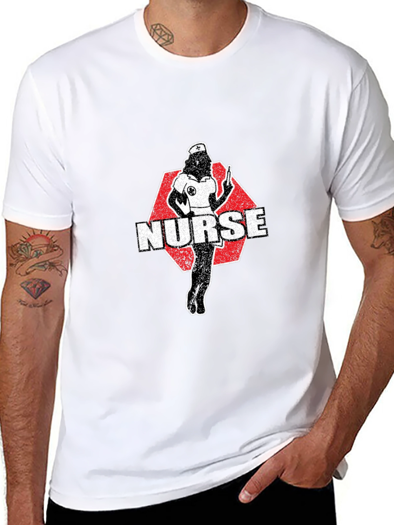 Nurse Retro Graphic T-Shirt - Black Cotton