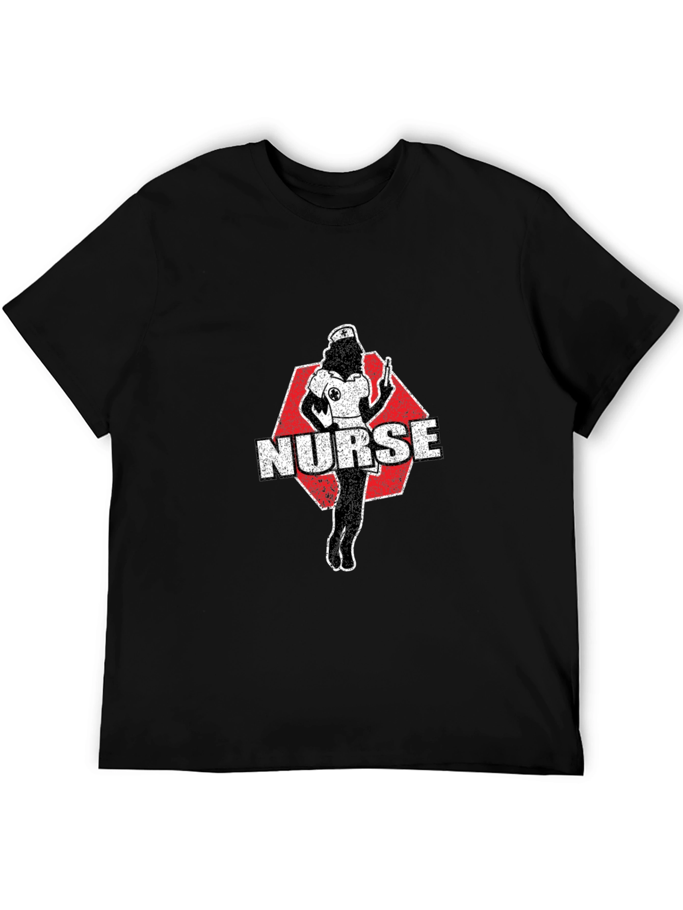 Nurse Retro Graphic T-Shirt - Black Cotton