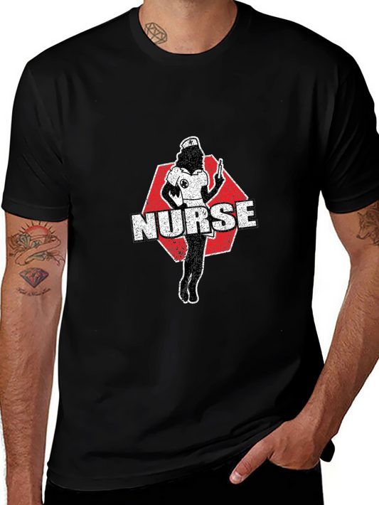 Nurse Retro Graphic T-Shirt - Black Cotton