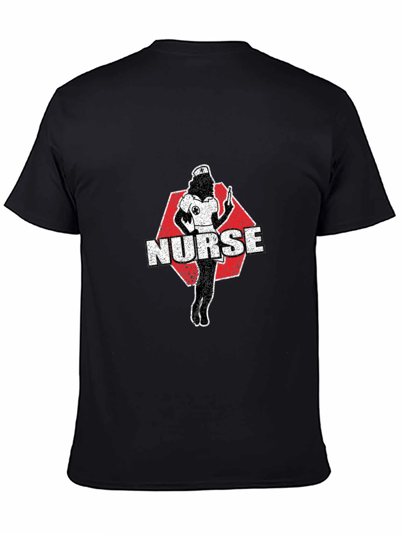 Nurse Retro Graphic T-Shirt - Black Cotton