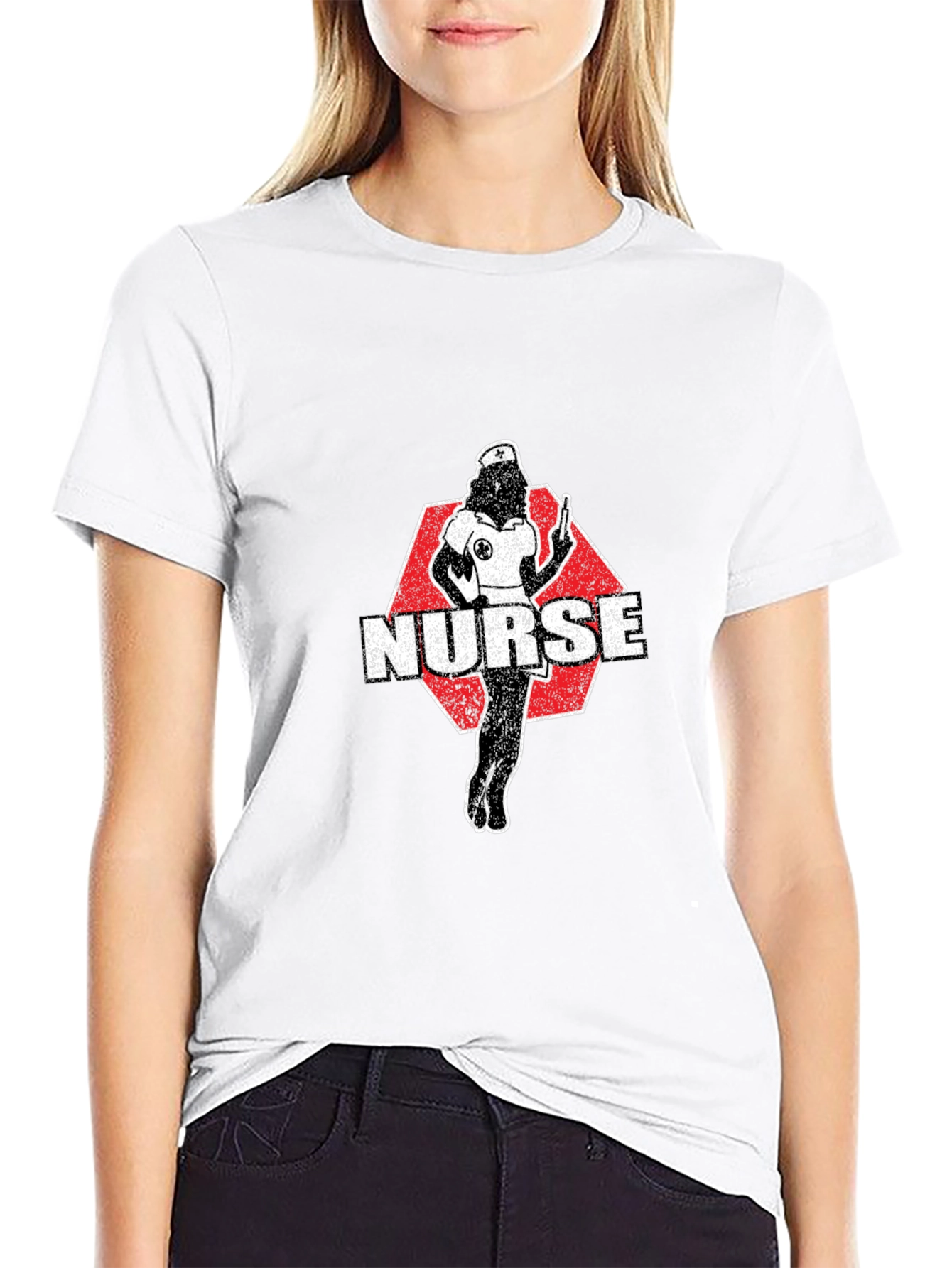 Nurse Retro Graphic T-Shirt - Black Cotton