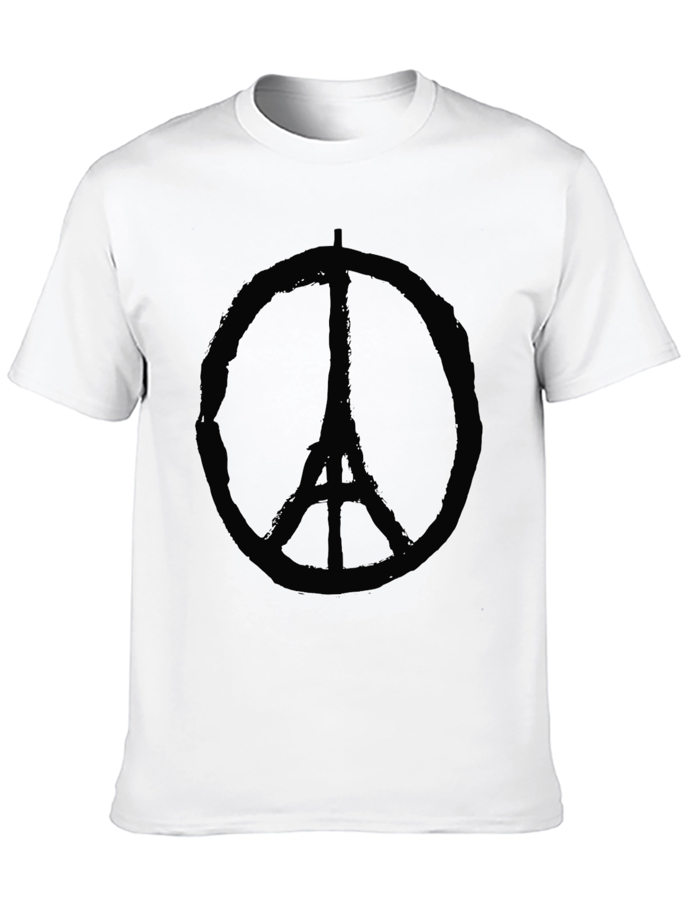 Eiffel Tower Peace Sign Graphic Black T-Shirt