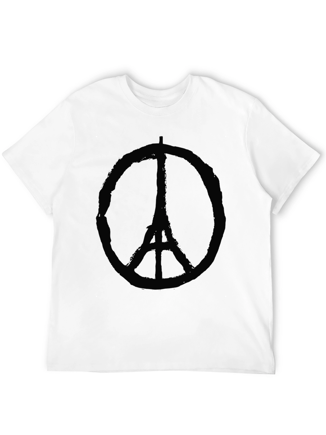 Eiffel Tower Peace Sign Graphic Black T-Shirt