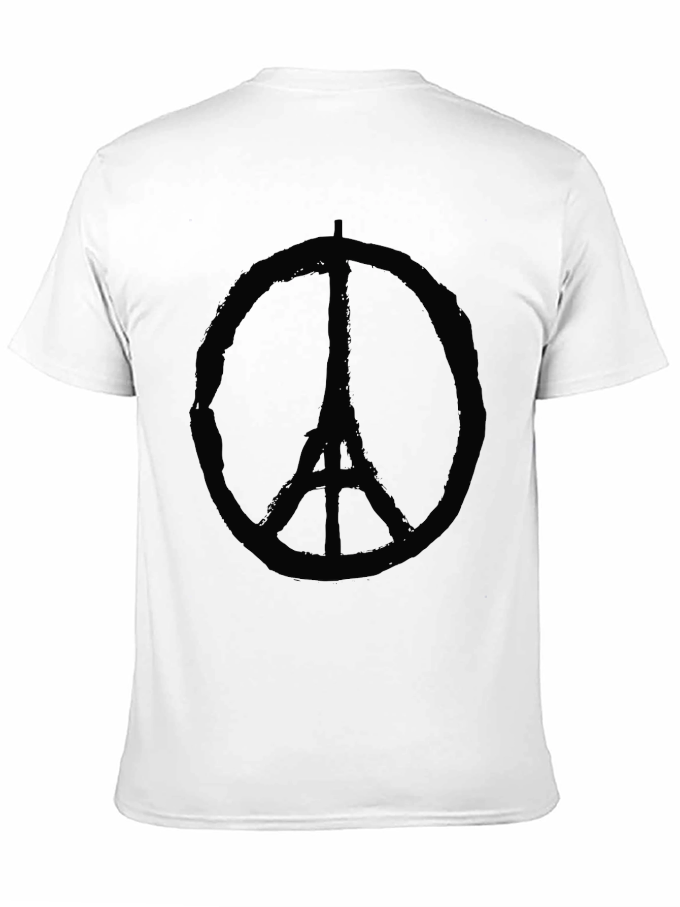 Eiffel Tower Peace Sign Graphic Black T-Shirt