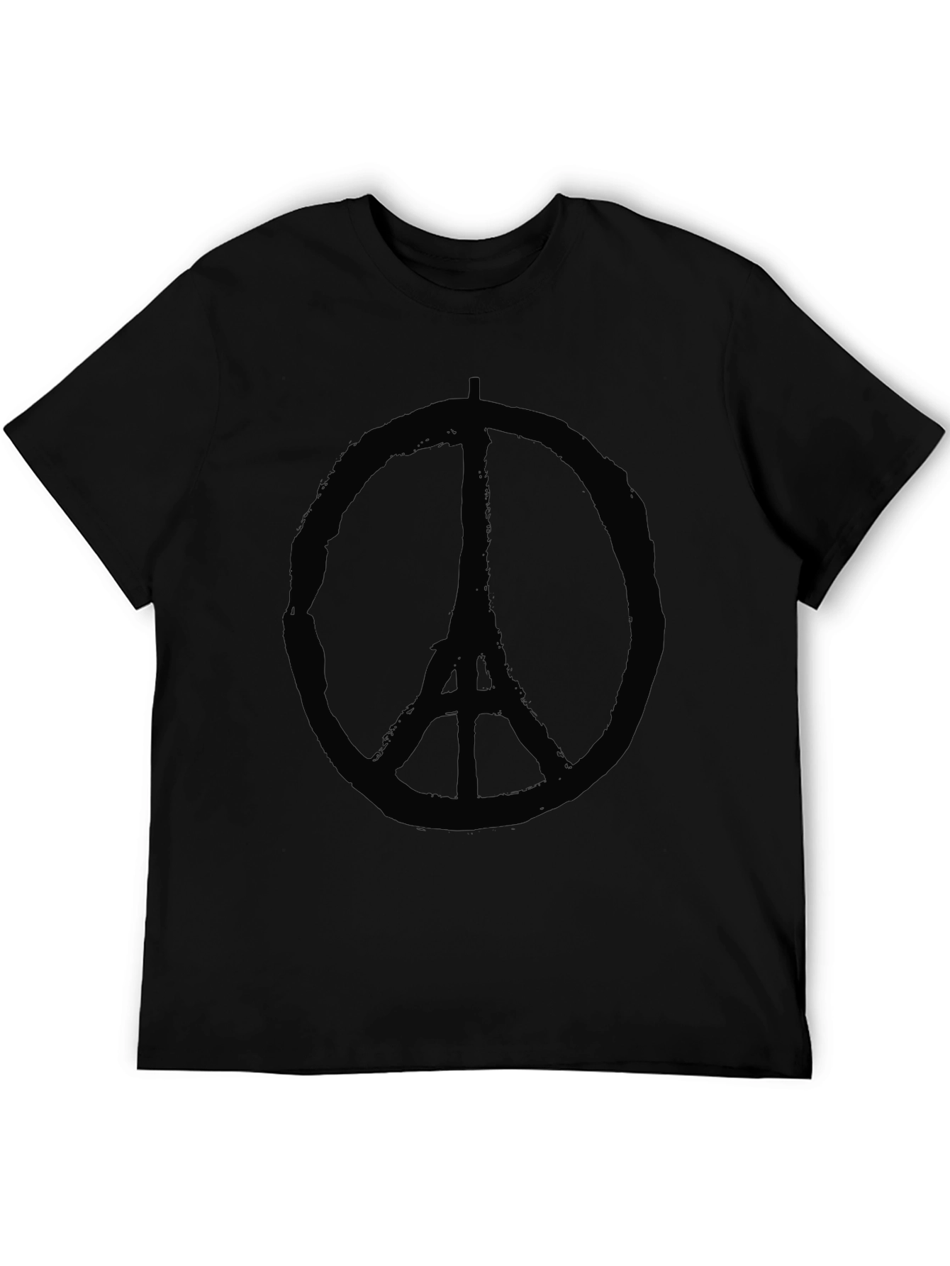 Eiffel Tower Peace Sign Graphic Black T-Shirt