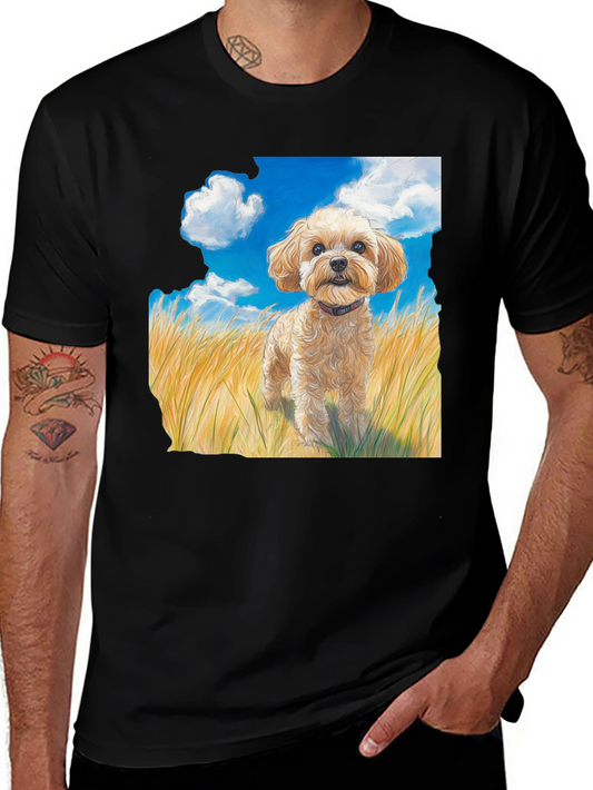 Dog in Field Graphic T-Shirt