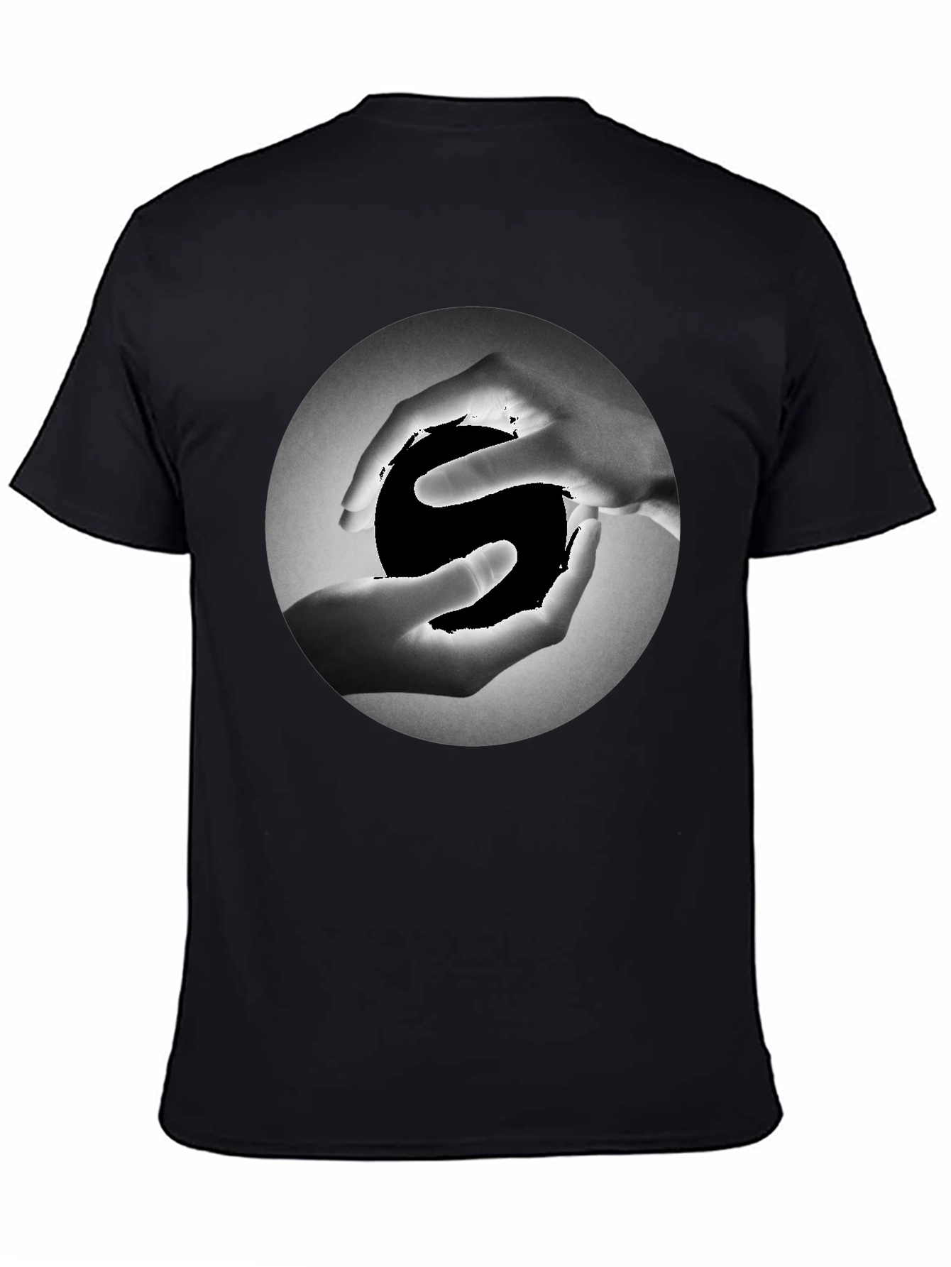 Yin Yang Hands Graphic Tee - Black Cotton T-Shirt