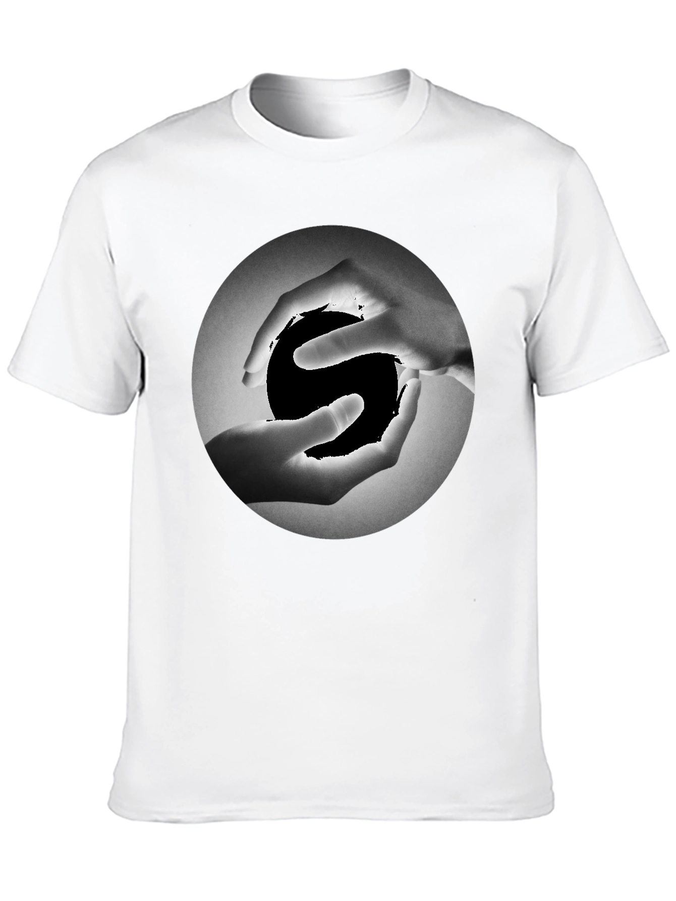 Yin Yang Hands Graphic Tee - Black Cotton T-Shirt