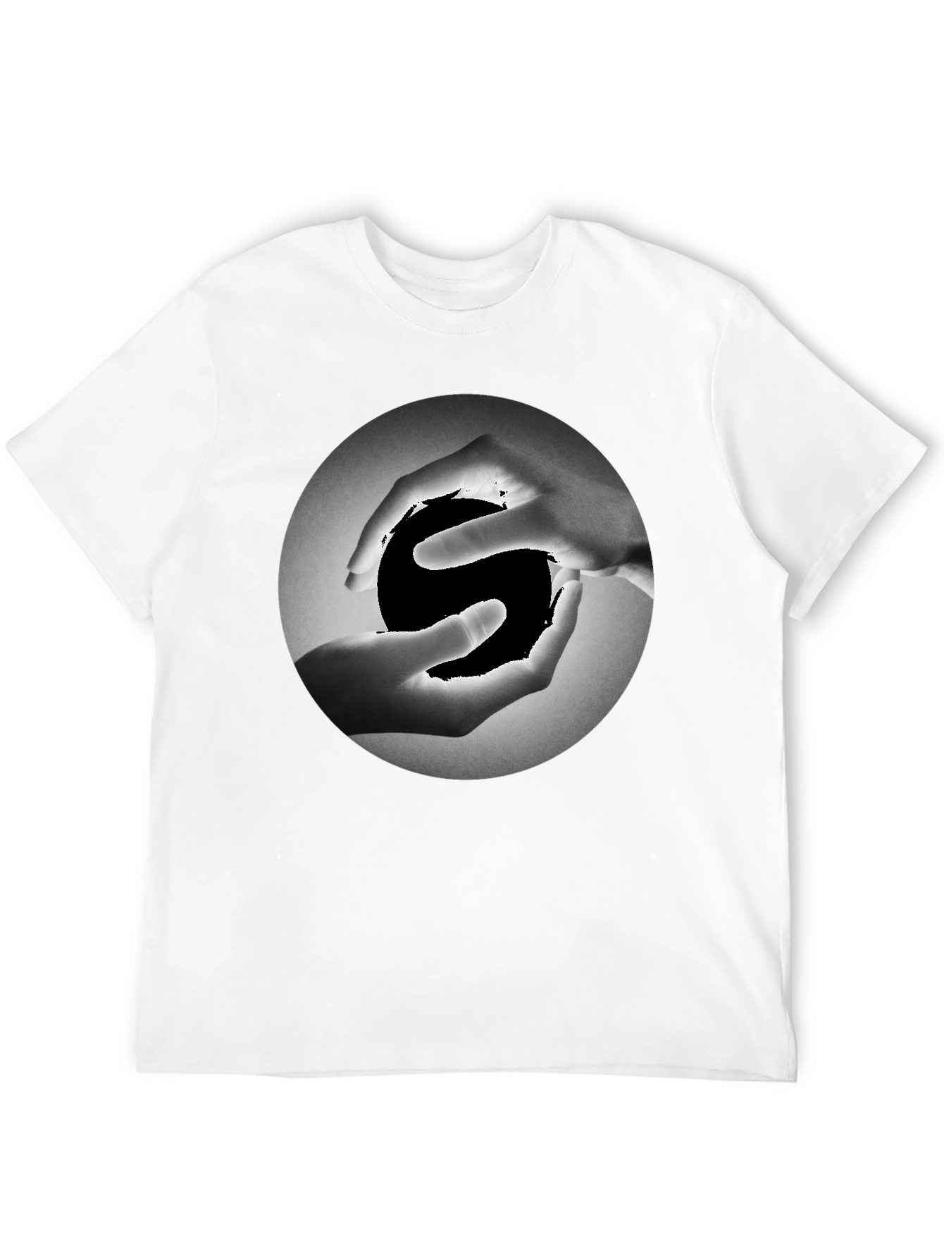 Yin Yang Hands Graphic Tee - Black Cotton T-Shirt