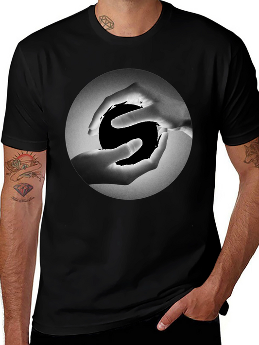 Yin Yang Hands Graphic Tee - Black Cotton T-Shirt