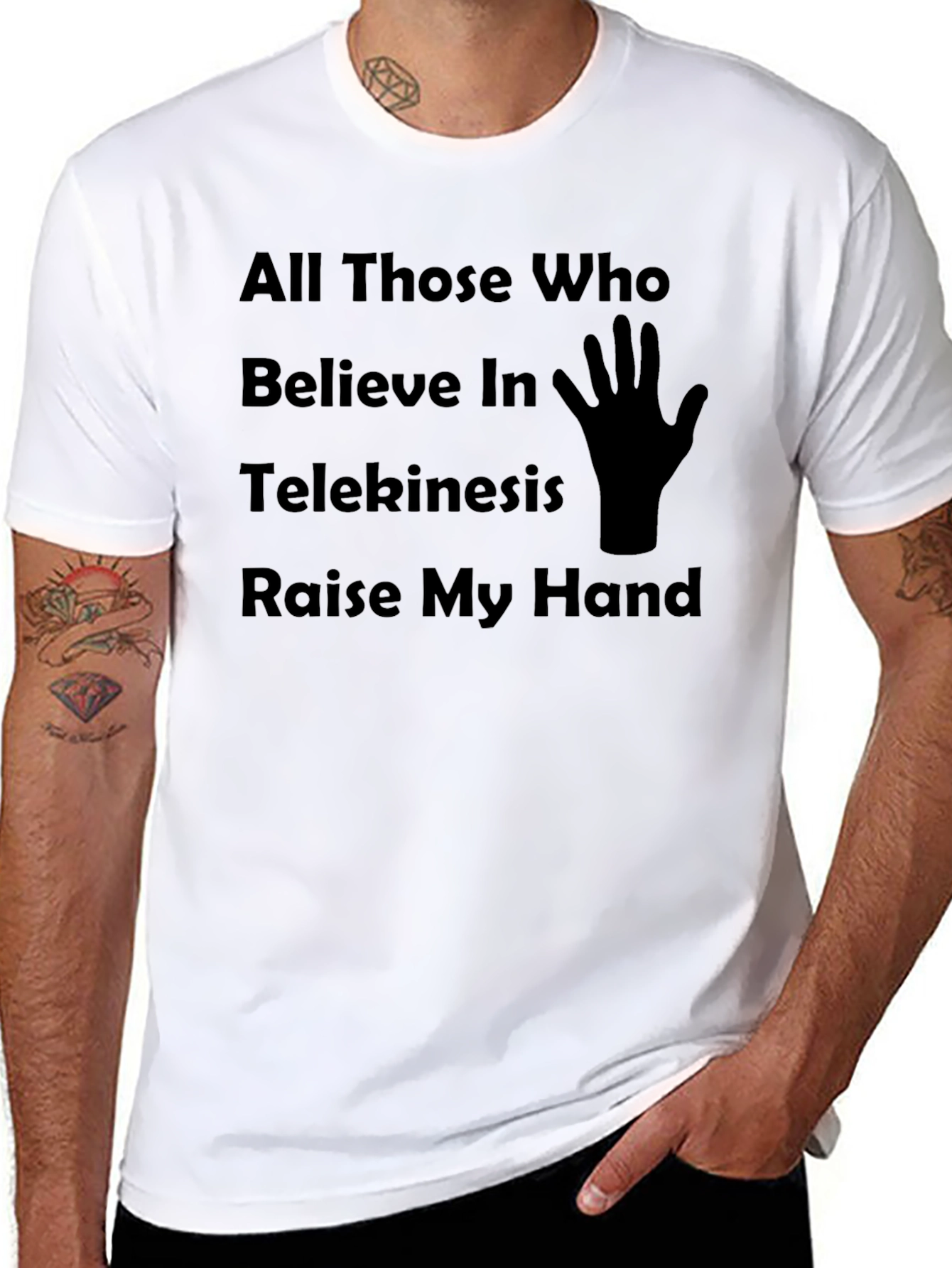 Telekinesis Humor T-Shirt Raise My Hand Graphic Tee
