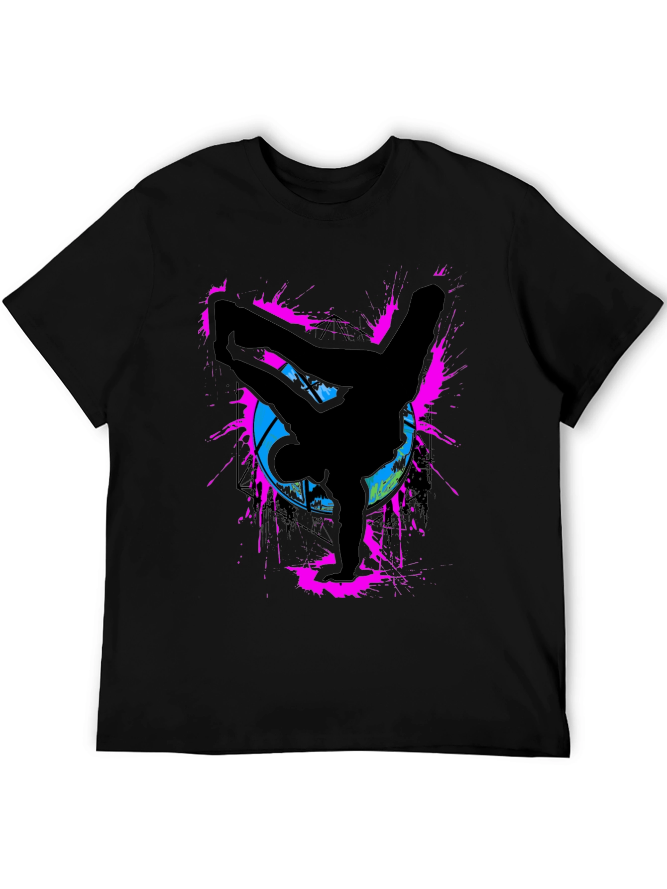 Breakdancer Graphic Tee - Retro Style Black T-Shirt