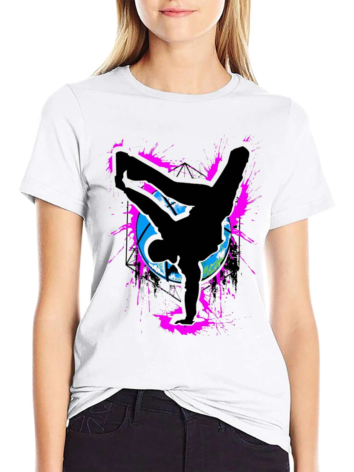 Breakdancer Graphic Tee - Retro Style Black T-Shirt