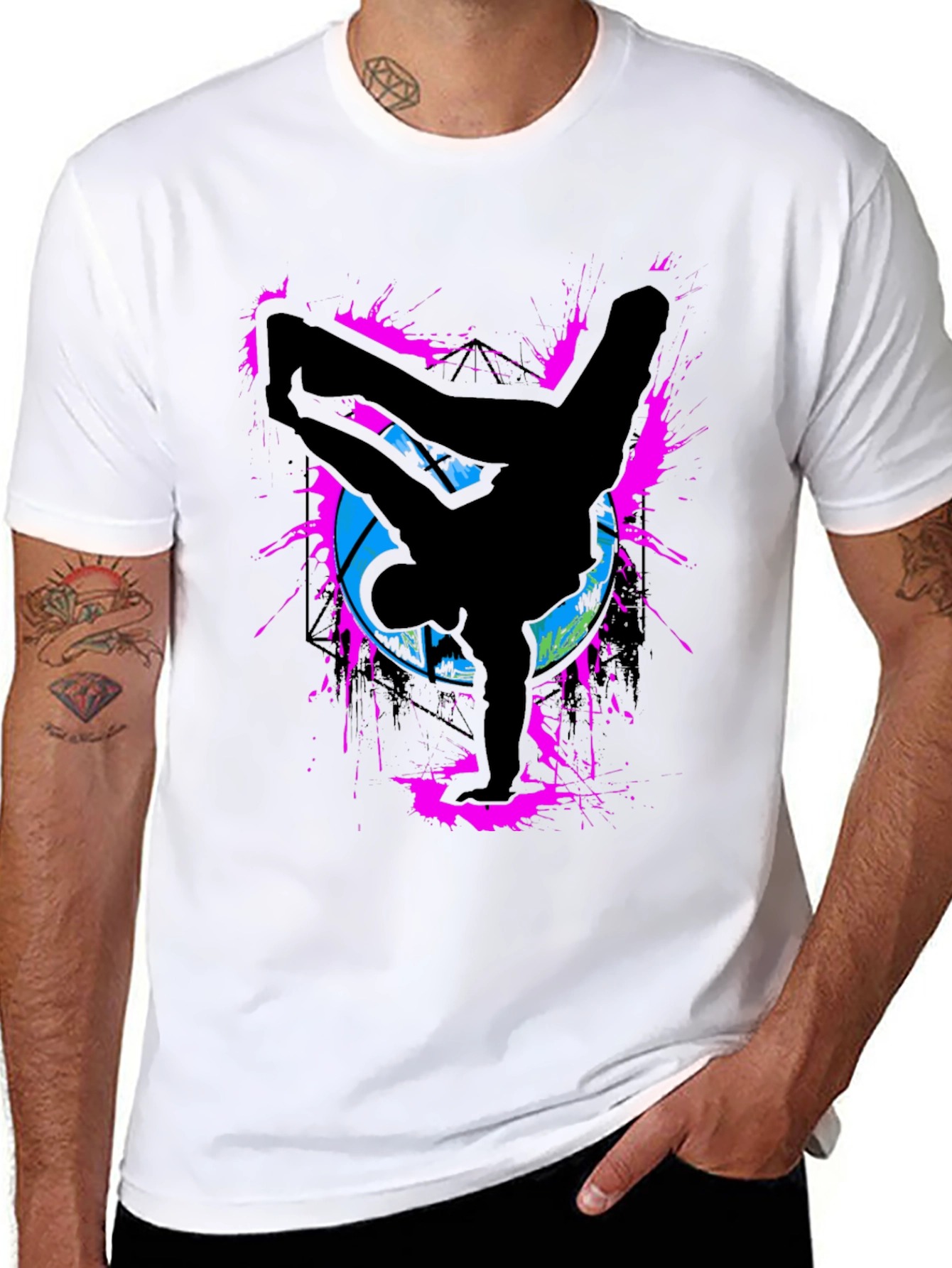 Breakdancer Graphic Tee - Retro Style Black T-Shirt