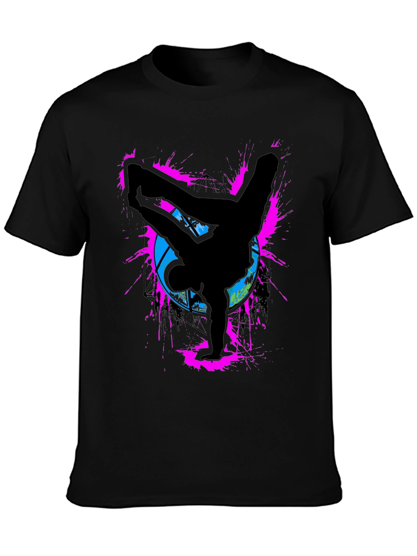 Breakdancer Graphic Tee - Retro Style Black T-Shirt