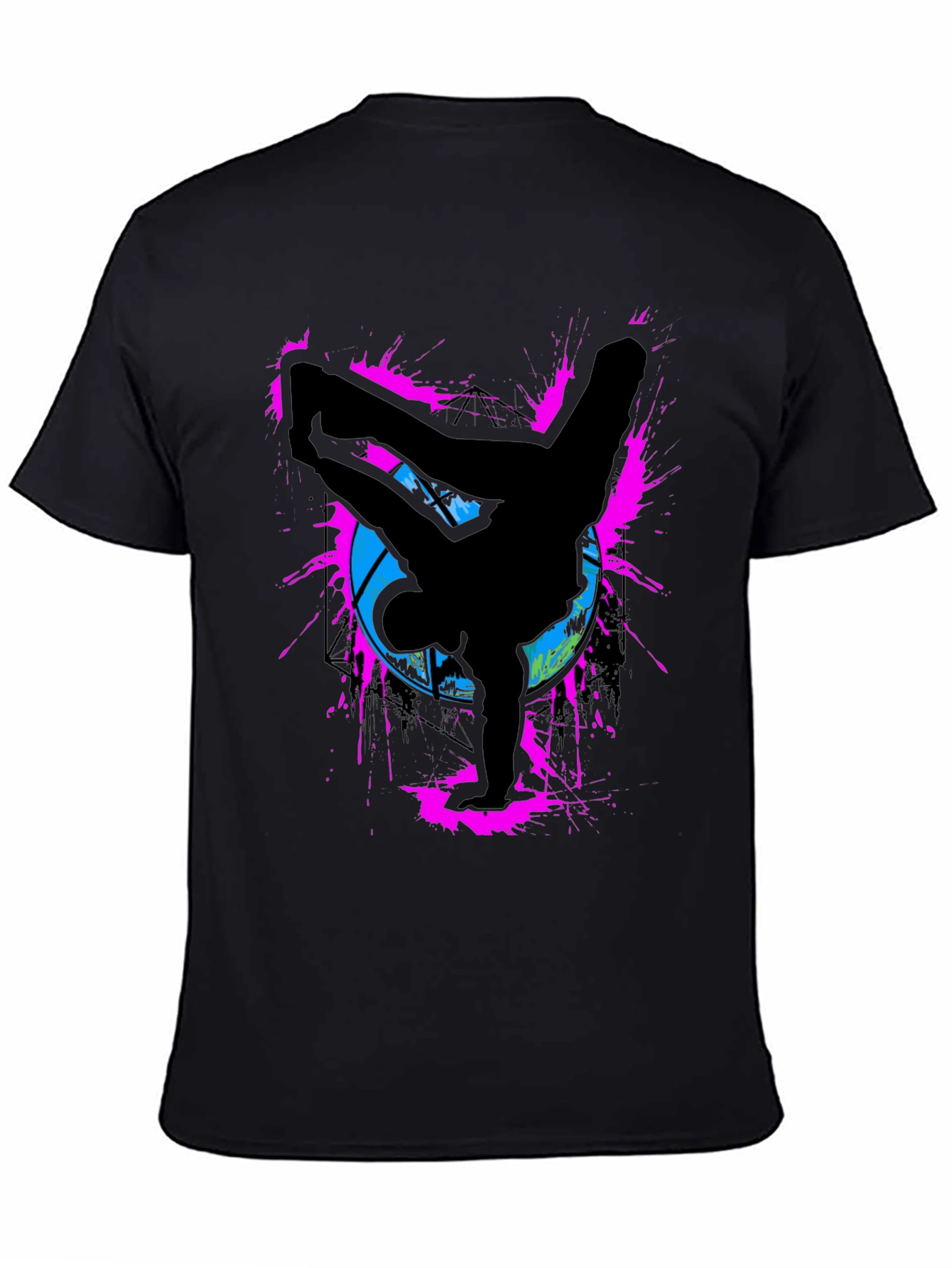 Breakdancer Graphic Tee - Retro Style Black T-Shirt