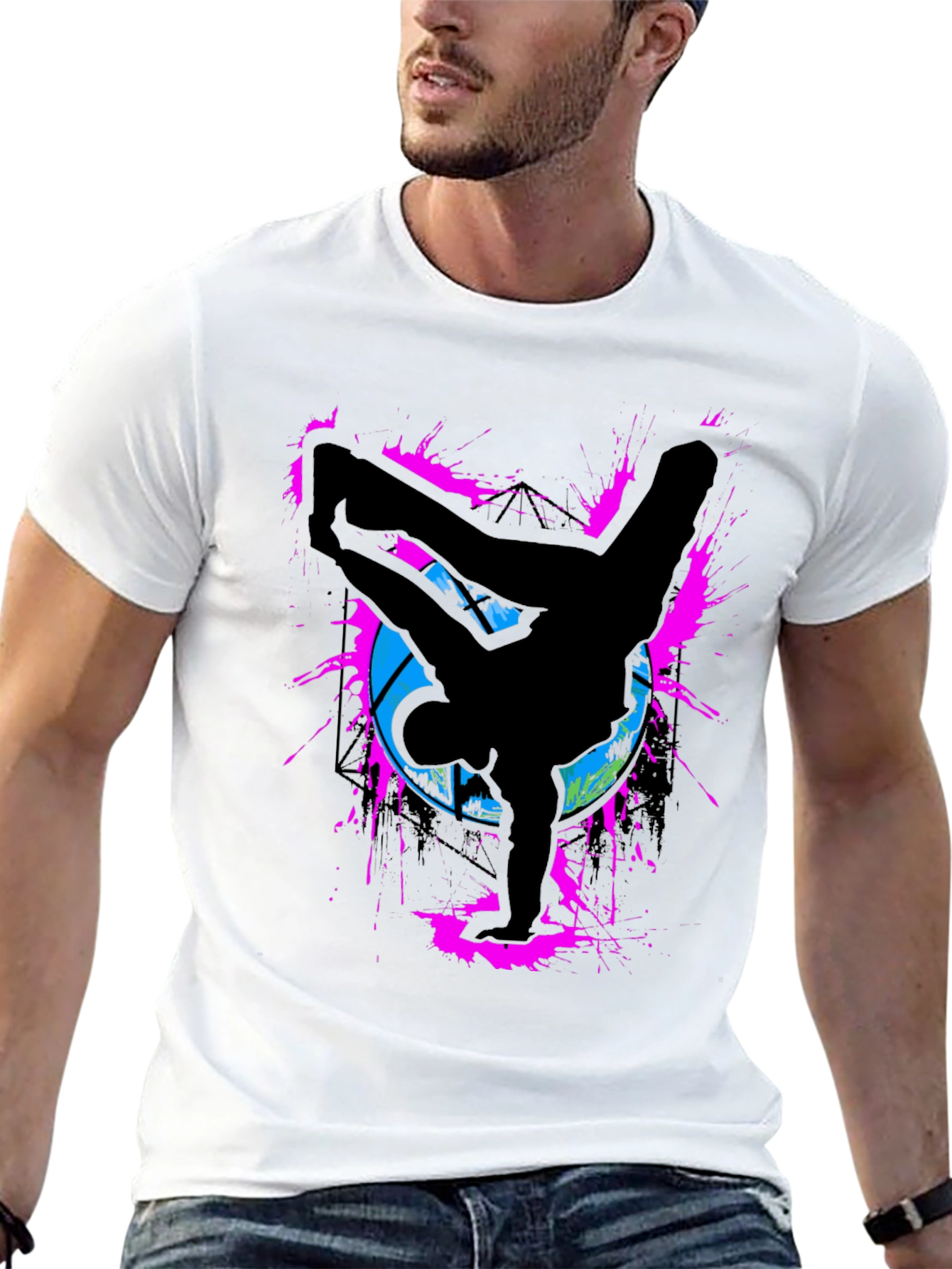 Breakdancer Graphic Tee - Retro Style Black T-Shirt