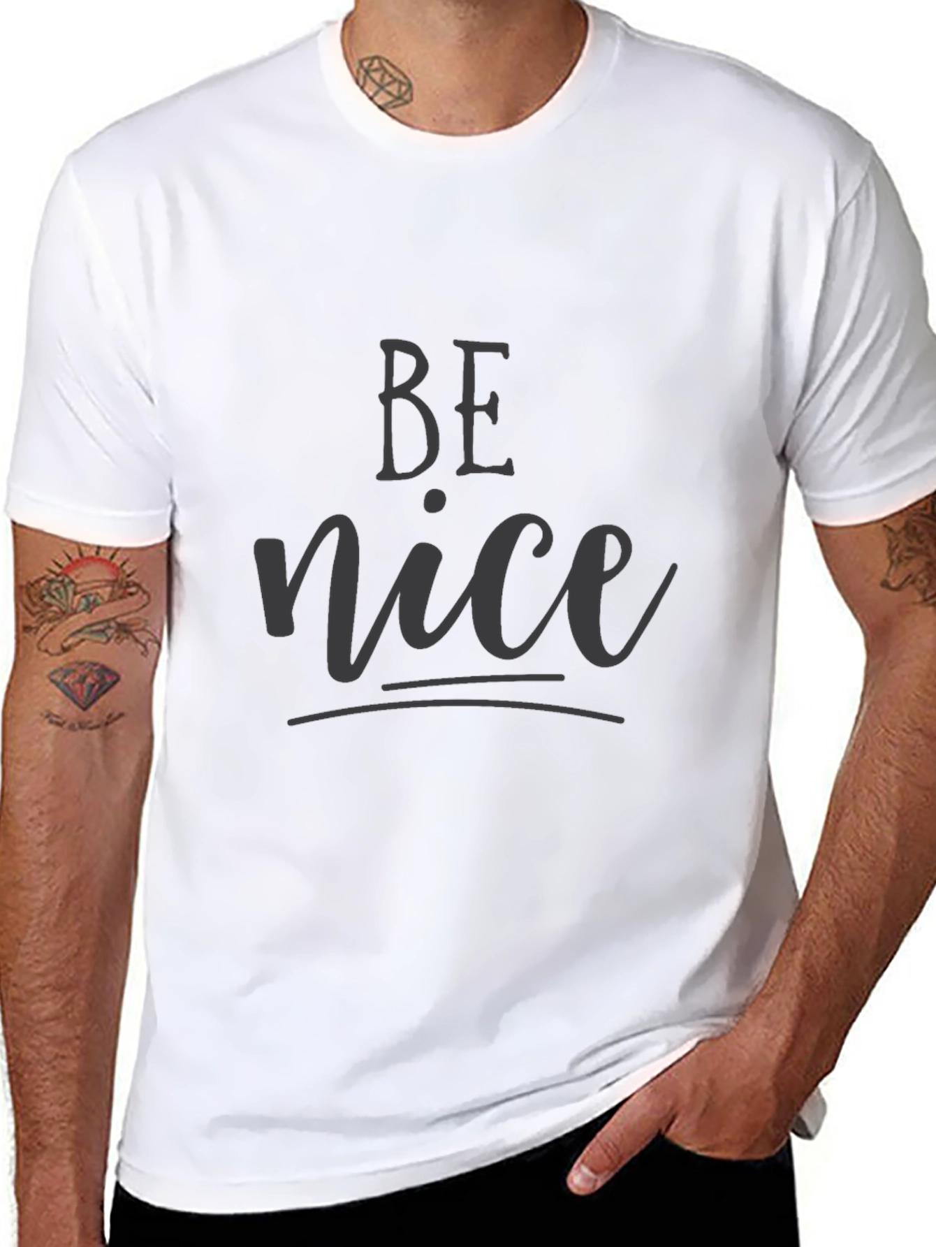 Be Nice Graphic Tee - Black Crew Neck