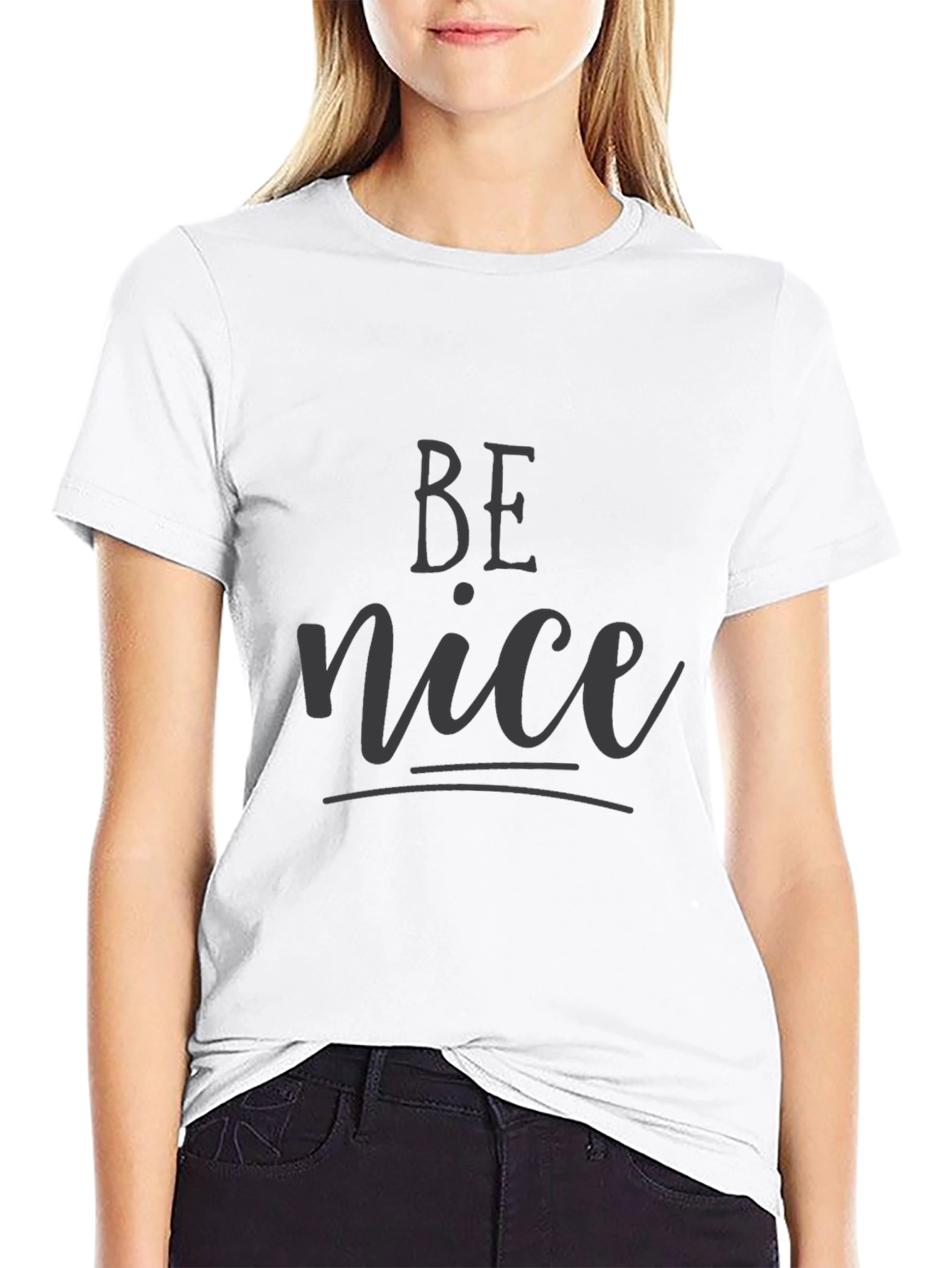Be Nice Graphic Tee - Black Crew Neck
