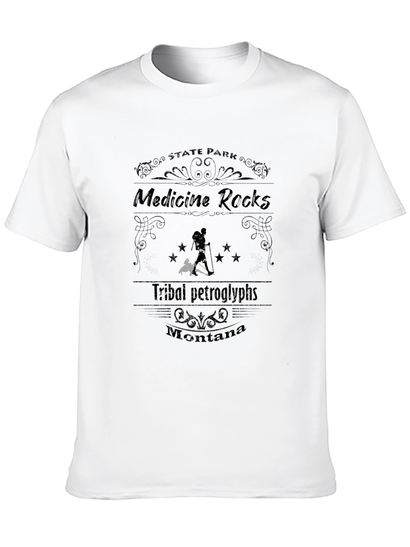 Medicine Rocks State Park Tribal Petroglyphs Black T-Shirt