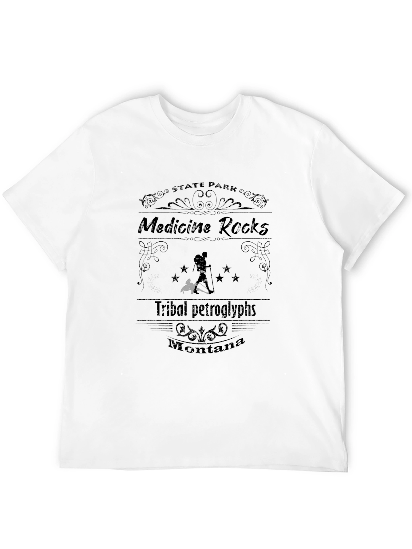 Medicine Rocks State Park Tribal Petroglyphs Black T-Shirt