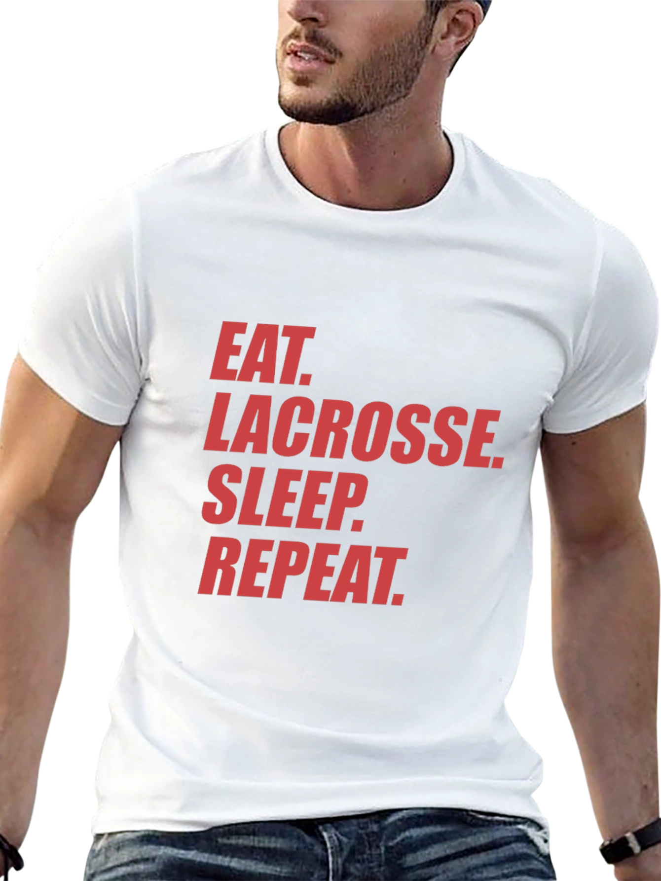 Eat Lacrosse Sleep Repeat Black Graphic Tee