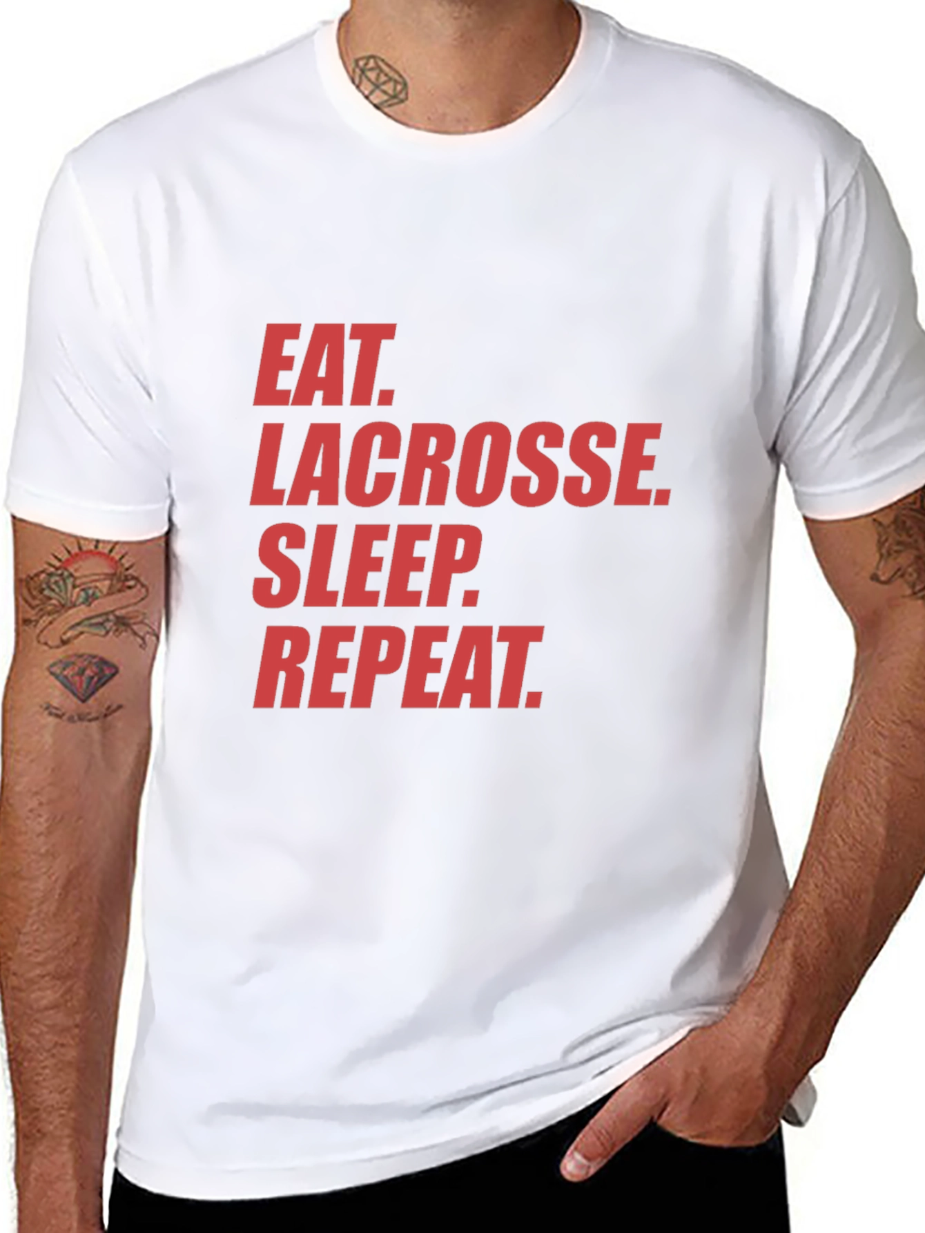 Eat Lacrosse Sleep Repeat Black Graphic Tee