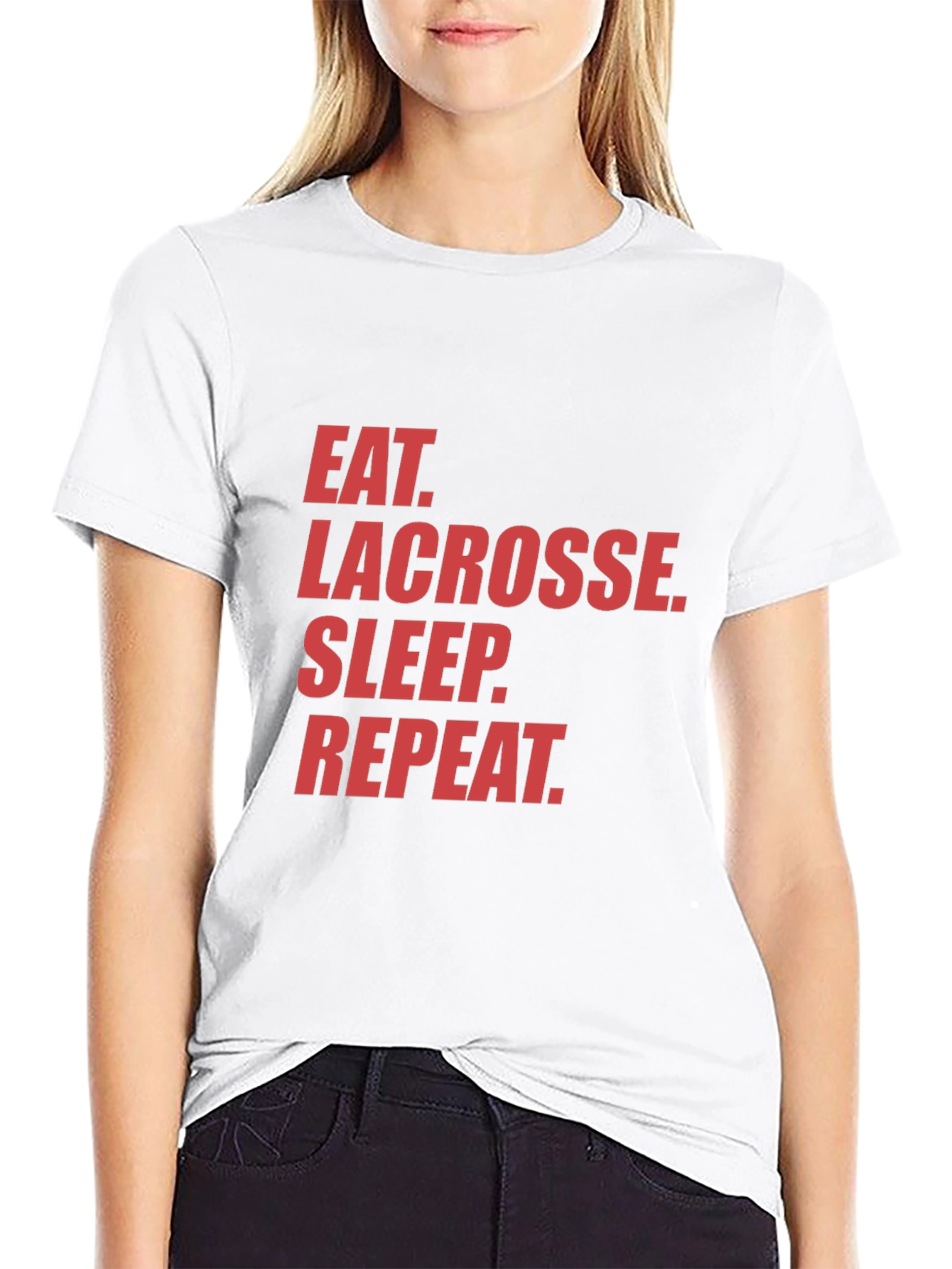 Eat Lacrosse Sleep Repeat Black Graphic Tee