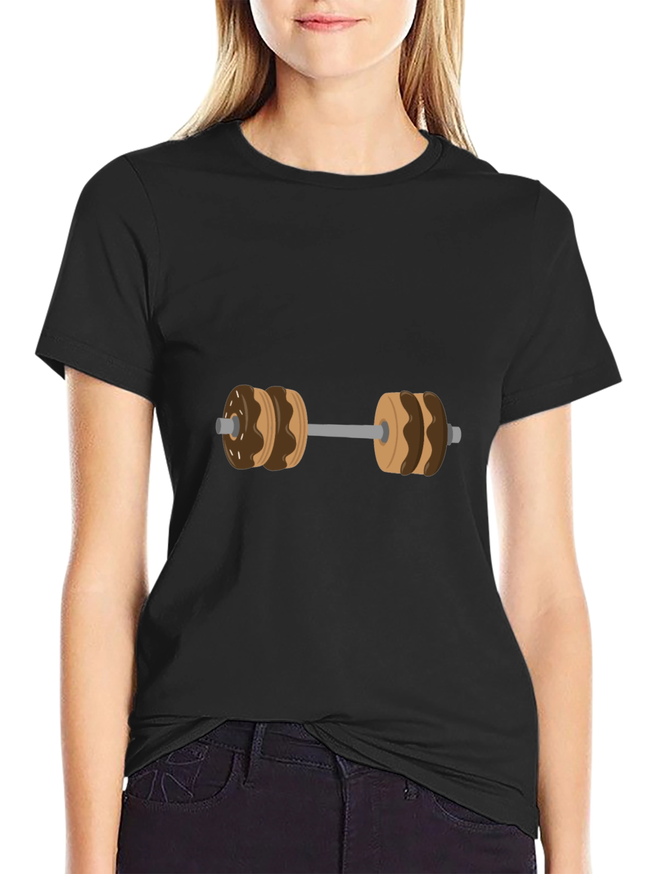 Donut Dumbbell Graphic Tee - Funny Workout Shirt