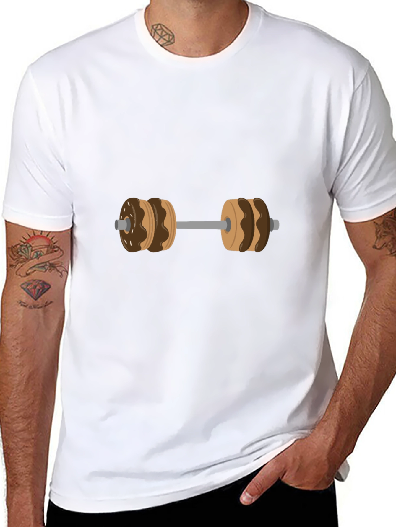 Donut Dumbbell Graphic Tee - Funny Workout Shirt