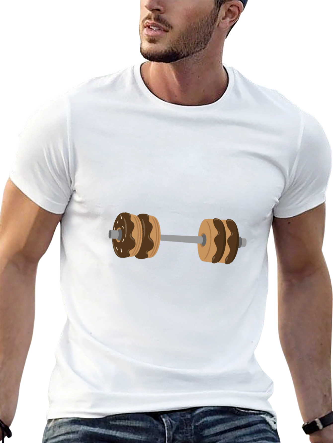 Donut Dumbbell Graphic Tee - Funny Workout Shirt