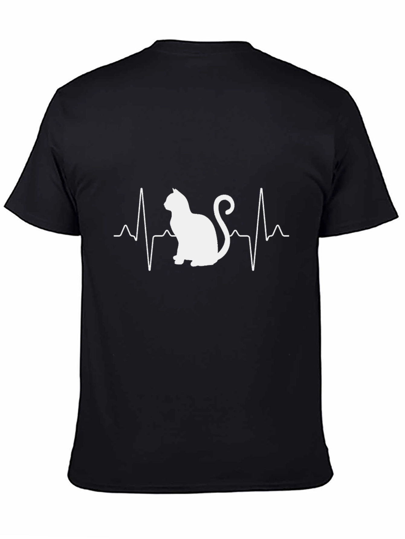 Cat Heartbeat Graphic Tee - Black