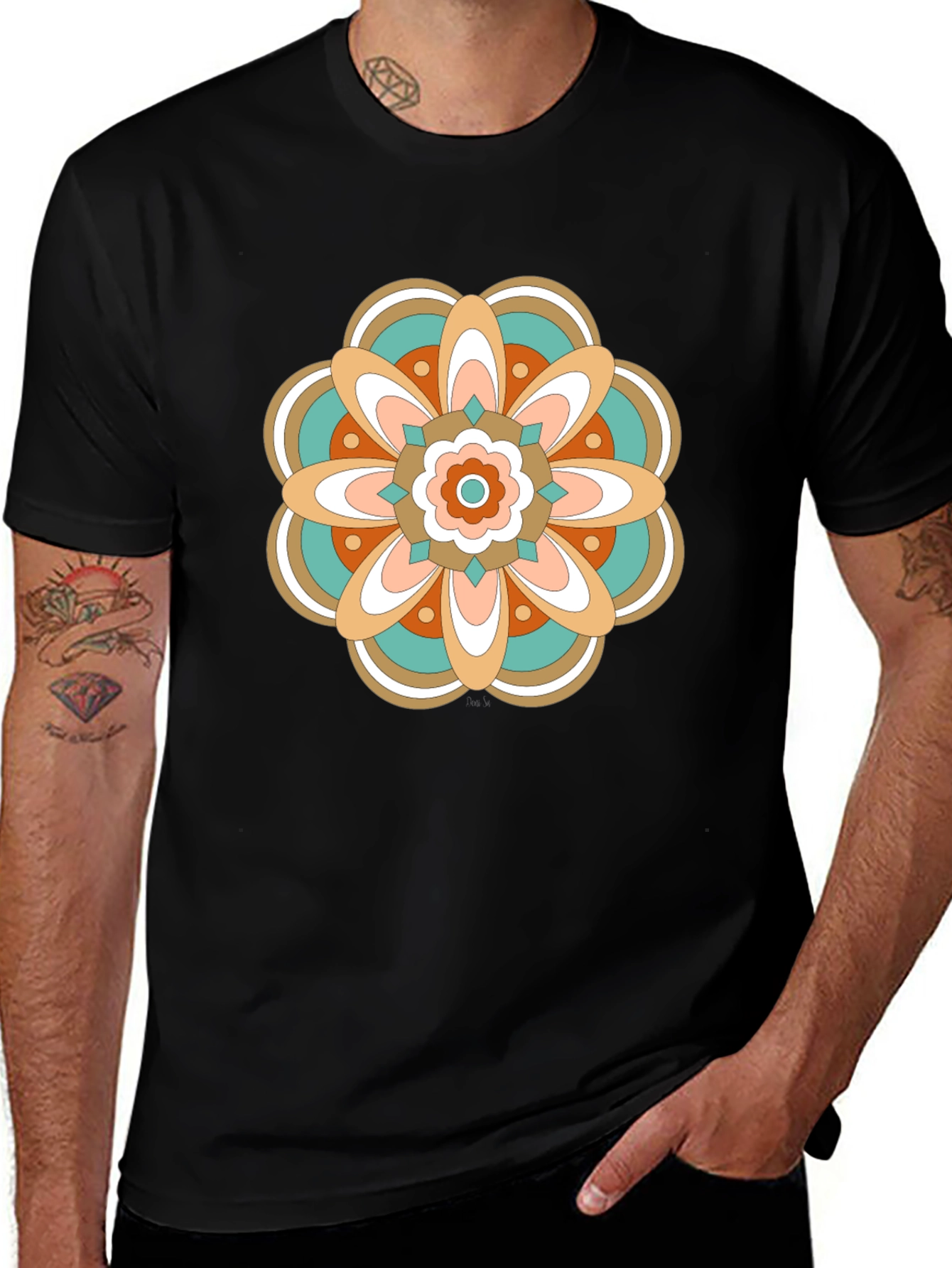Retro Floral Mandala Graphic T-Shirt