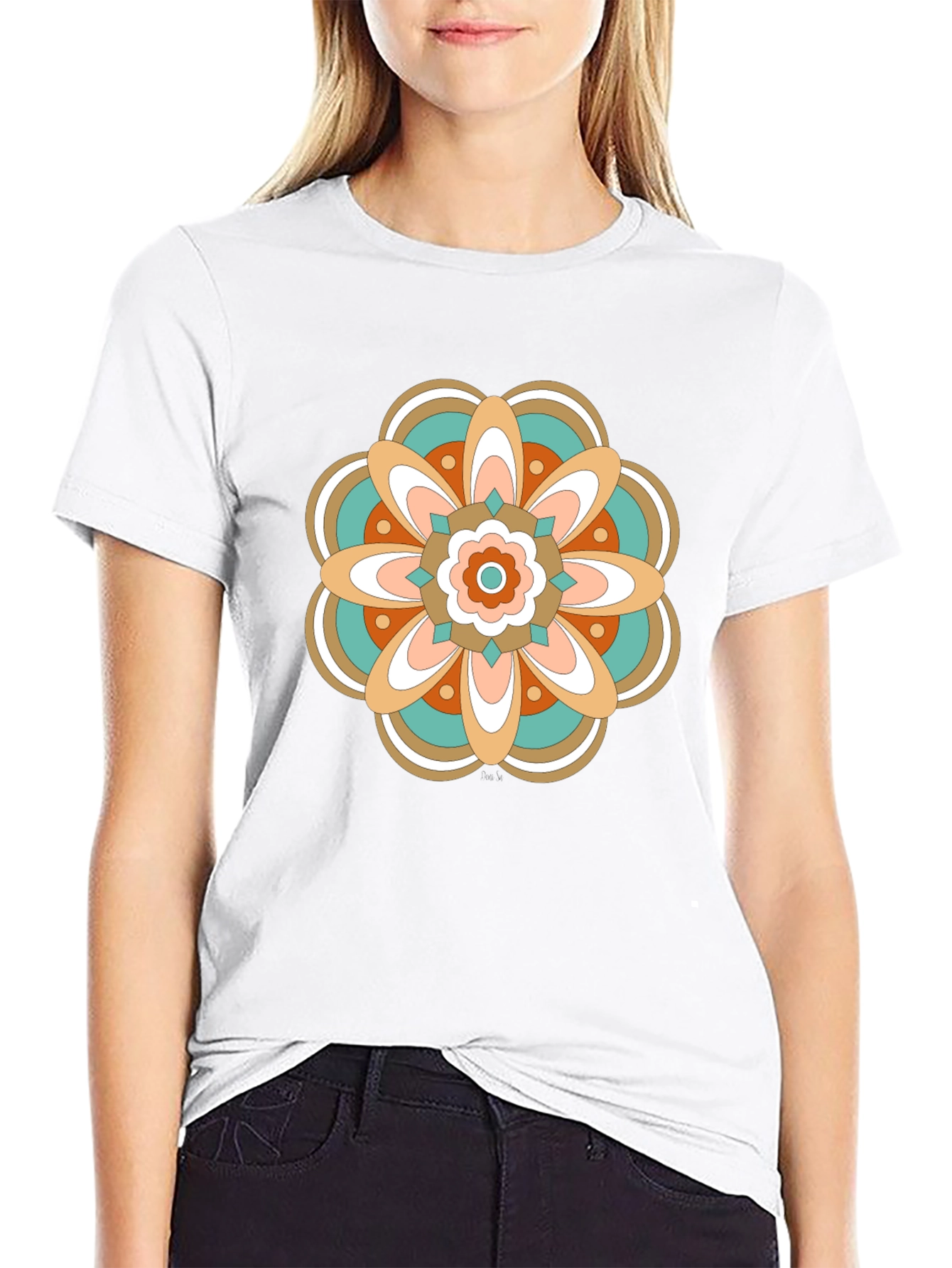 Retro Floral Mandala Graphic T-Shirt