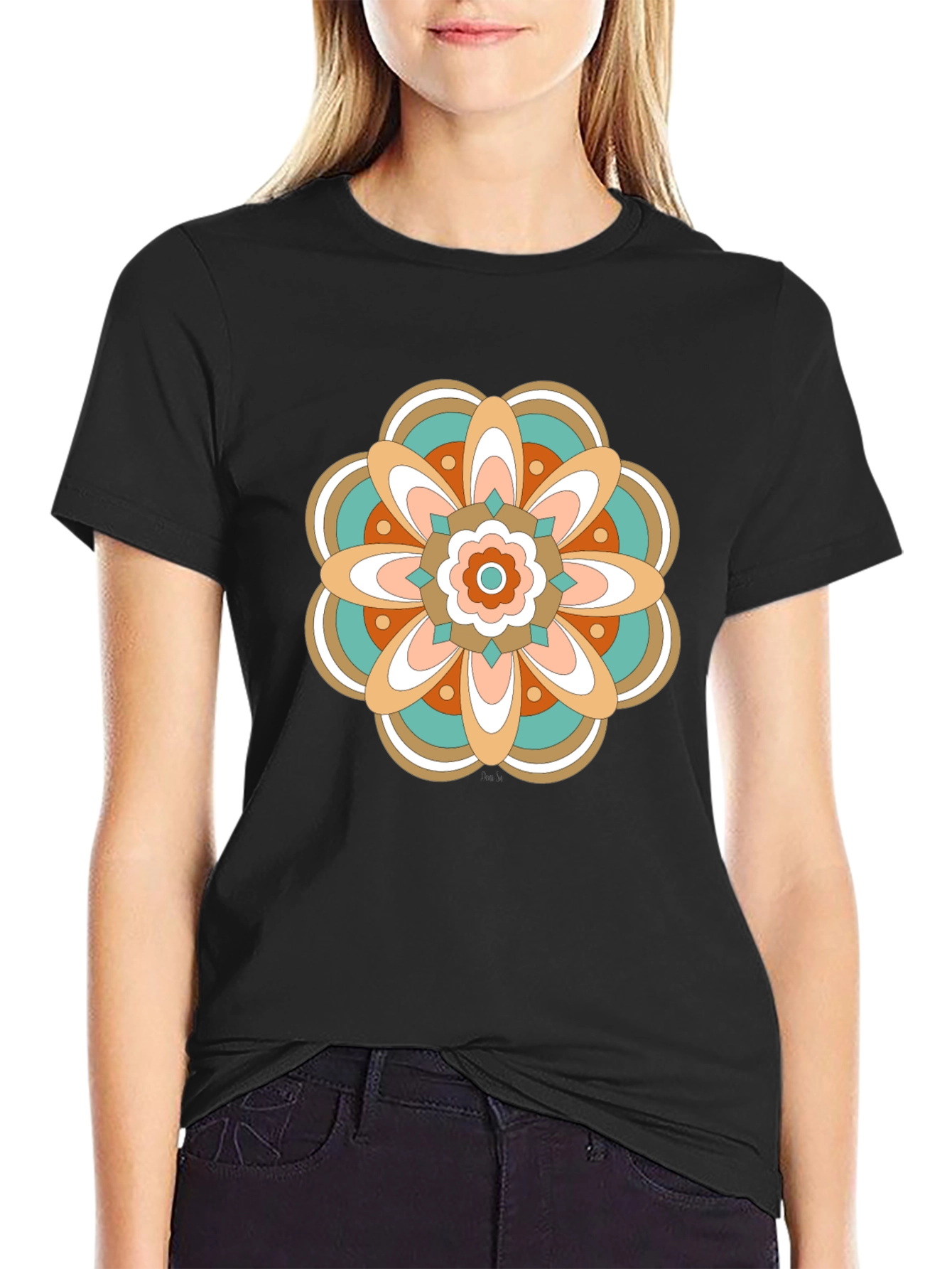 Retro Floral Mandala Graphic T-Shirt