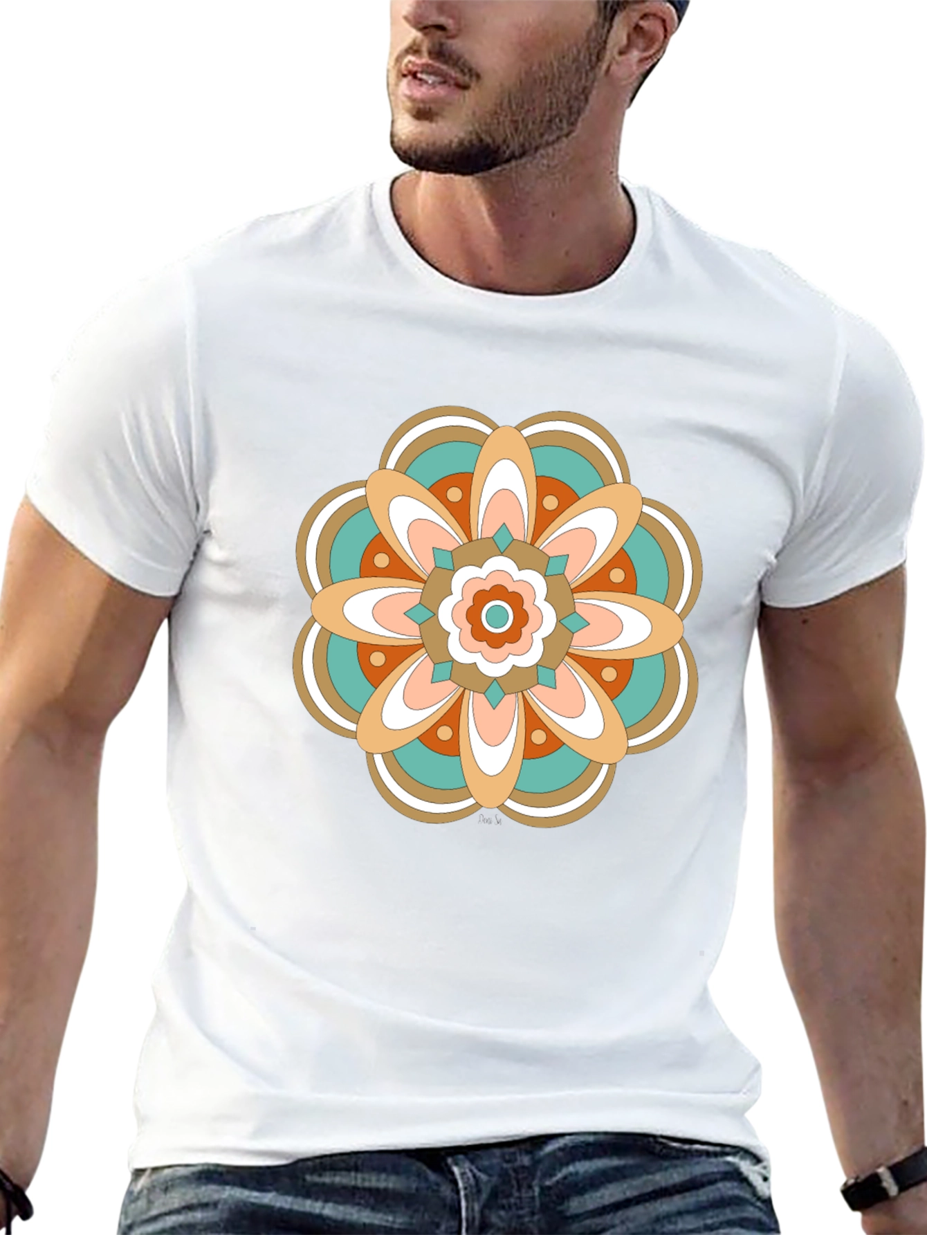 Retro Floral Mandala Graphic T-Shirt