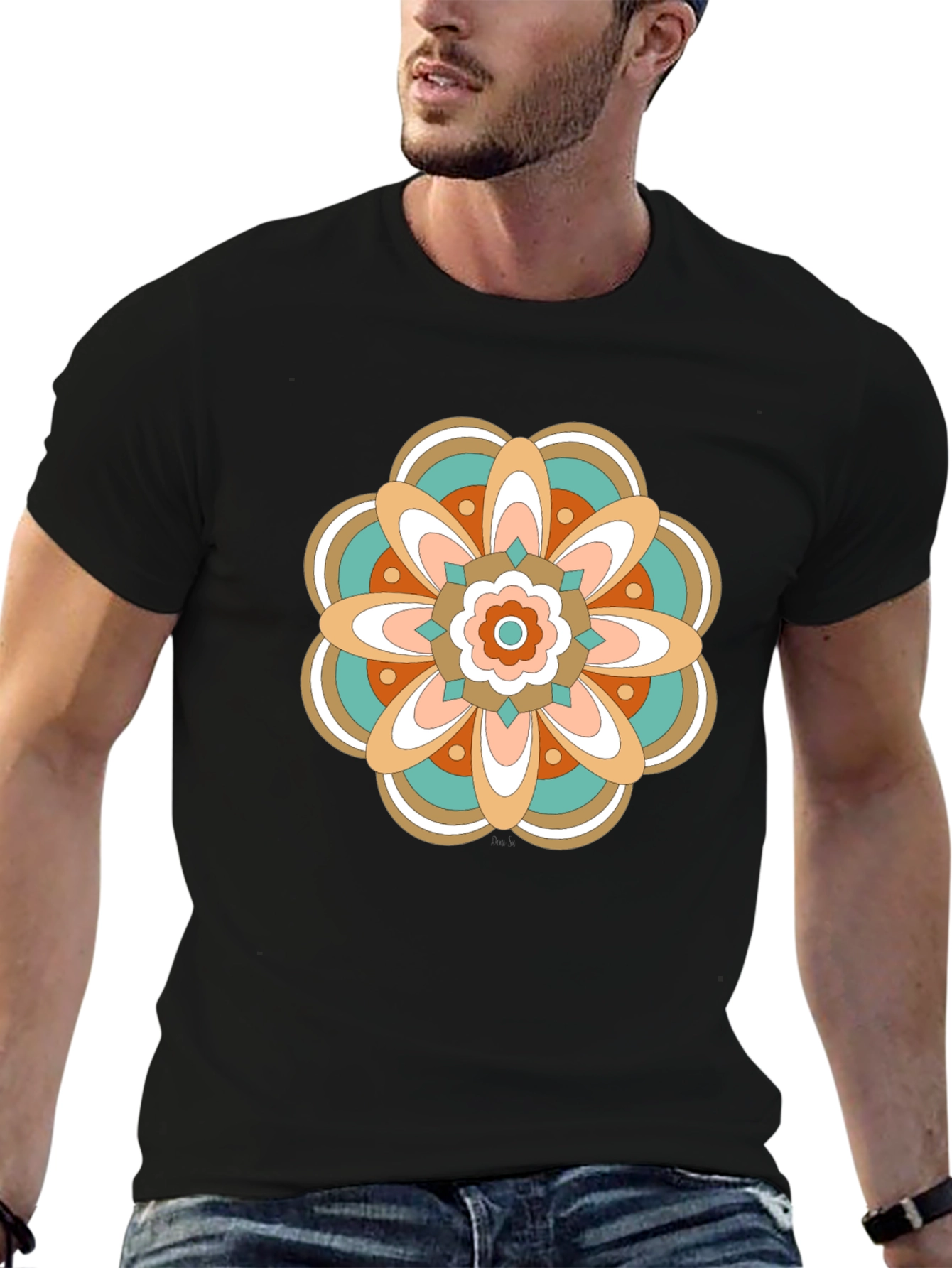 Retro Floral Mandala Graphic T-Shirt